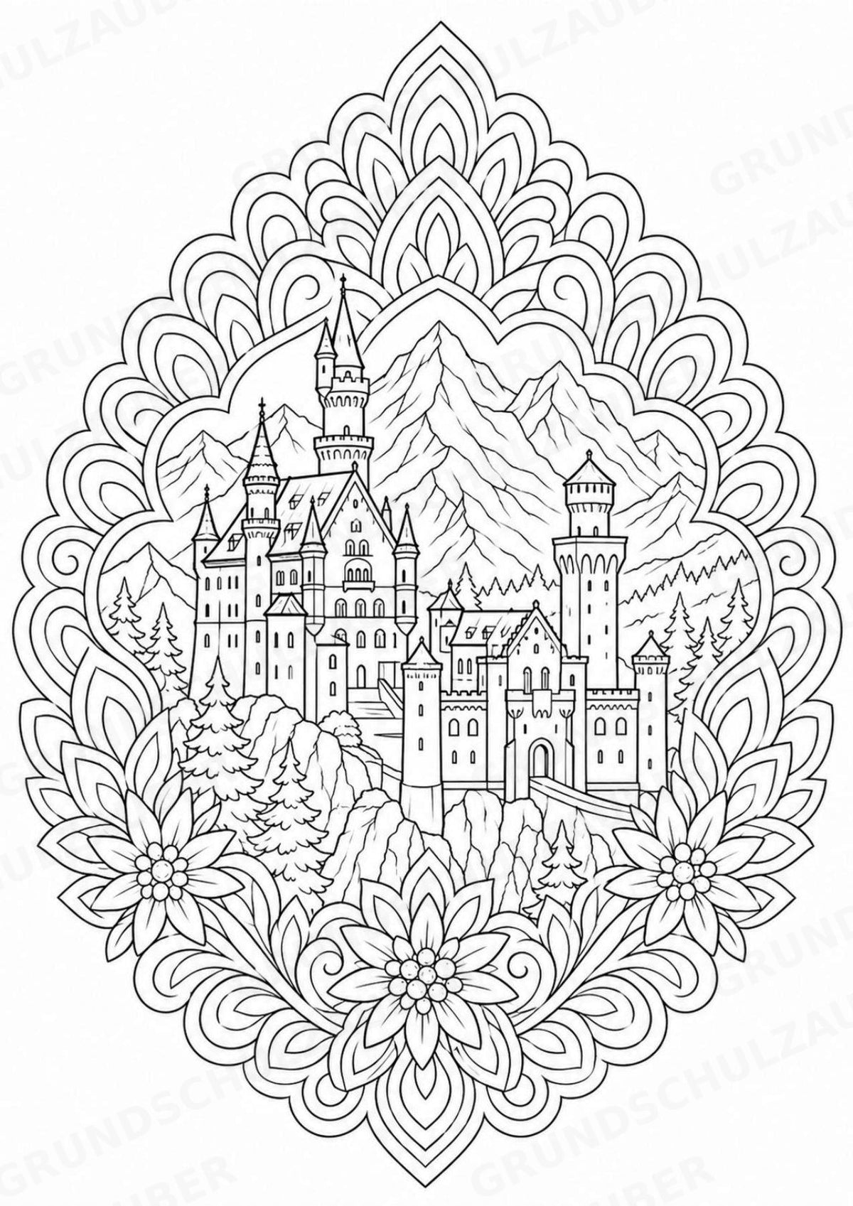 Deutschland Mandalas Ausmalbilder – Länder und Kulturen – 15 Malvorlagen – Materialseite 3