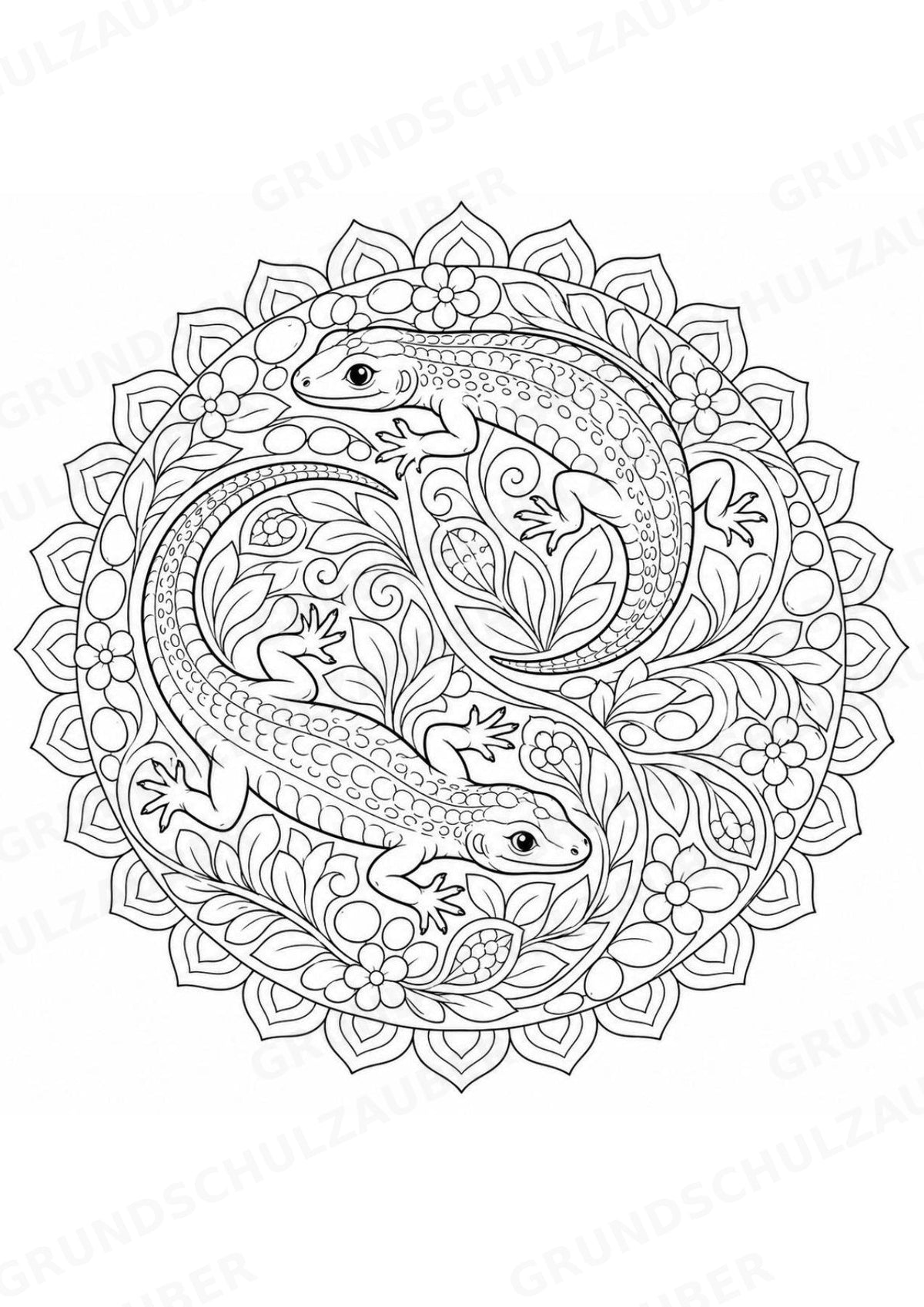 Eidechse Mandalas Ausmalbilder – Tiere – 15 Malvorlagen – Materialseite 9