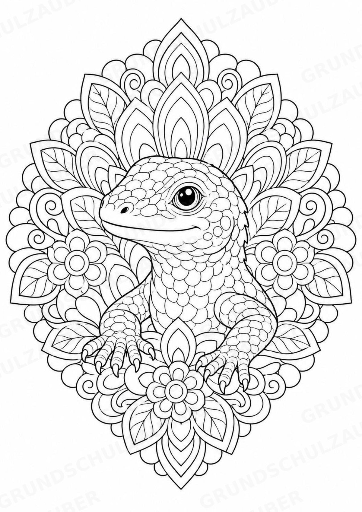 Eidechse Mandalas Ausmalbilder – Tiere – 15 Malvorlagen – Materialseite 10