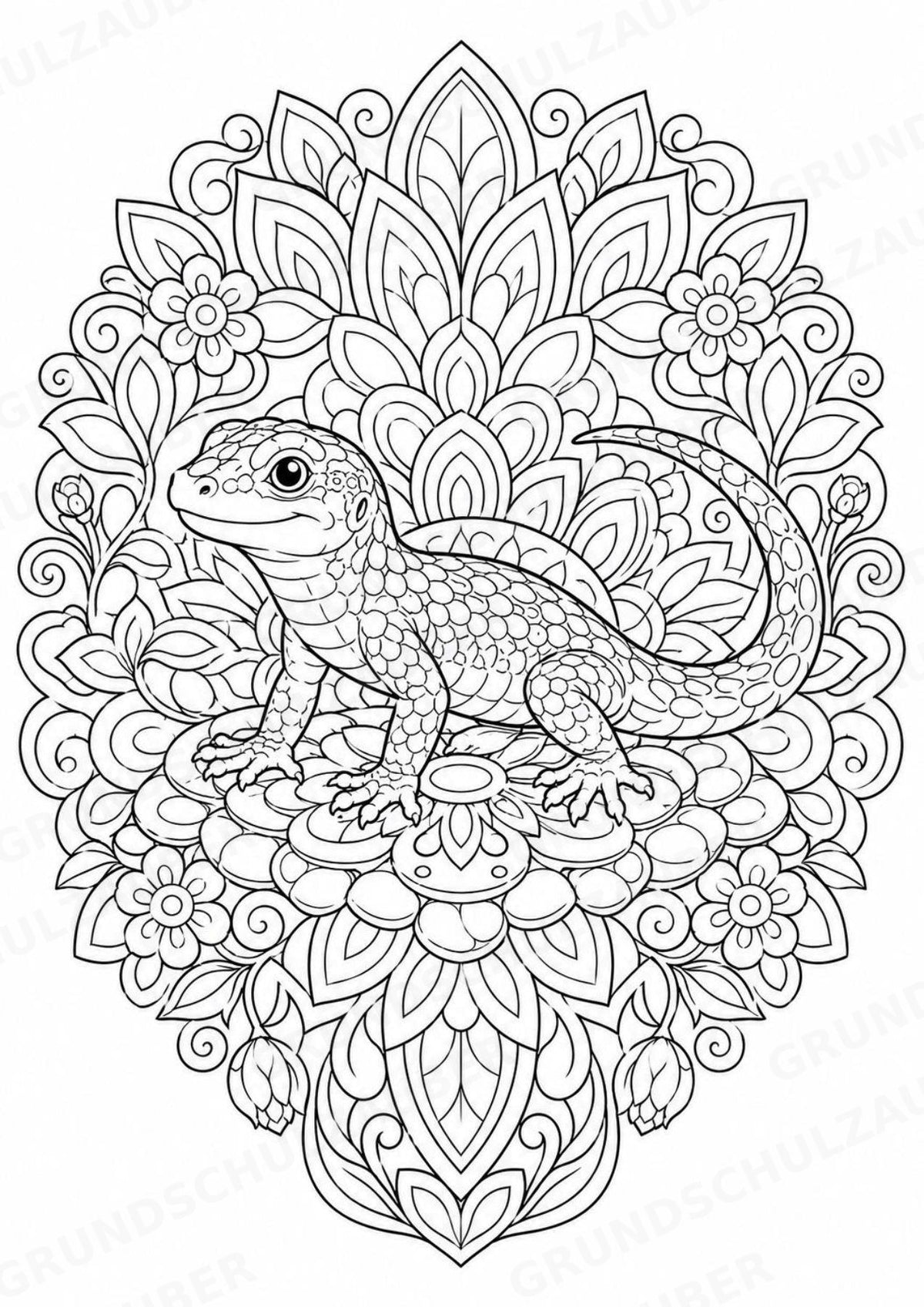 Eidechse Mandalas Ausmalbilder – Tiere – 15 Malvorlagen – Materialseite 14