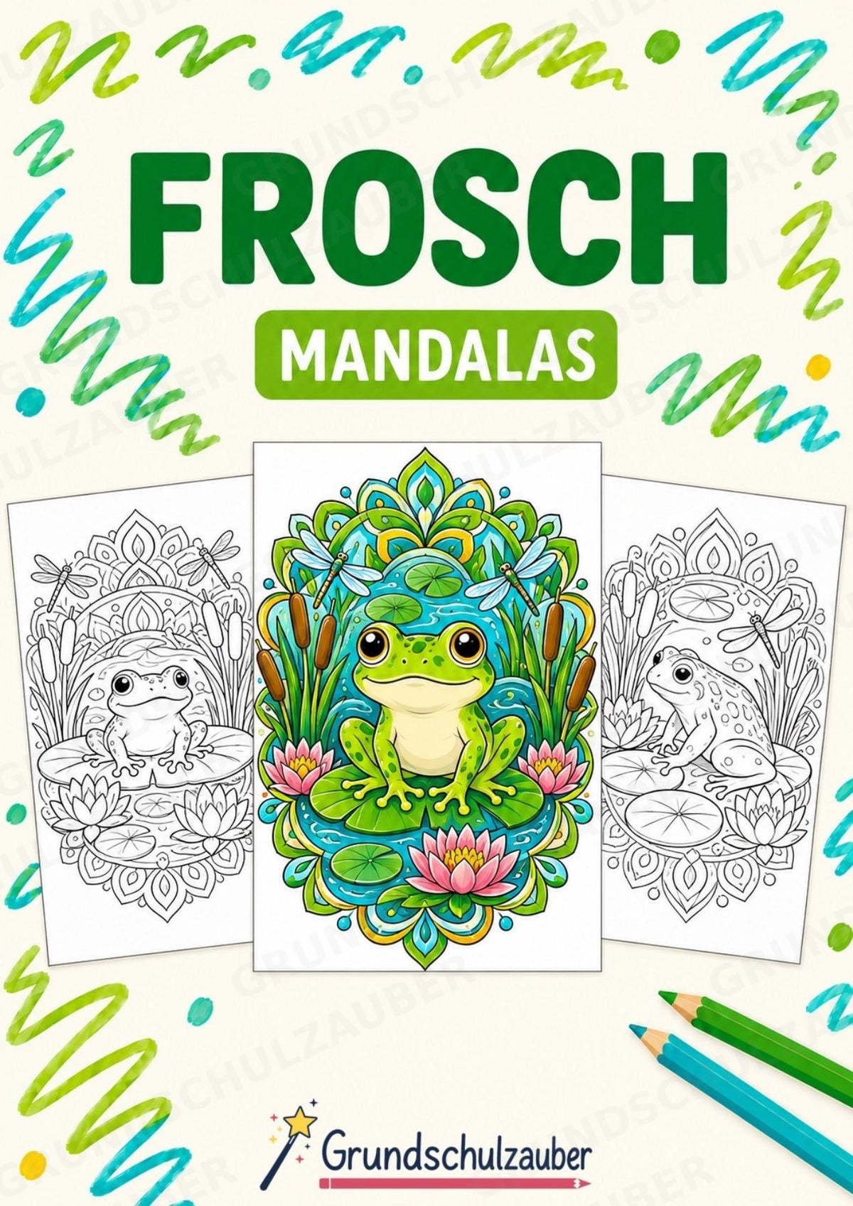 Frosch Mandalas Ausmalbilder – Tiere – 15 Malvorlagen – Cover