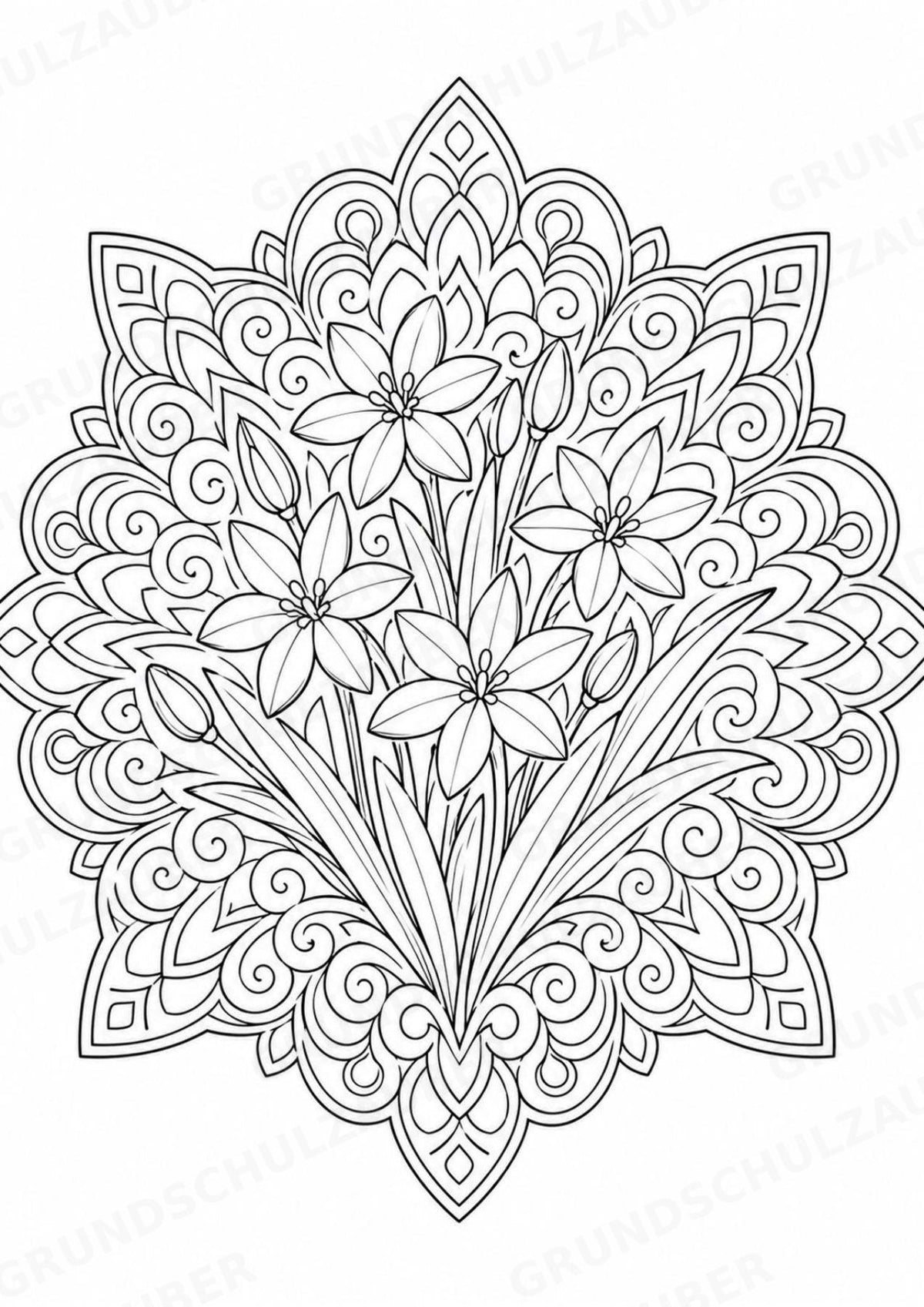 Frühblüher Mandalas Ausmalbilder – Natur und Pflanzen – 15 Malvorlagen – Materialseite 11