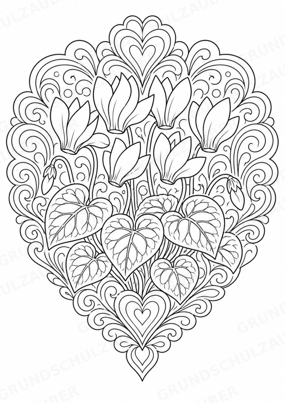 Frühblüher Mandalas Ausmalbilder – Natur und Pflanzen – 15 Malvorlagen – Materialseite 16