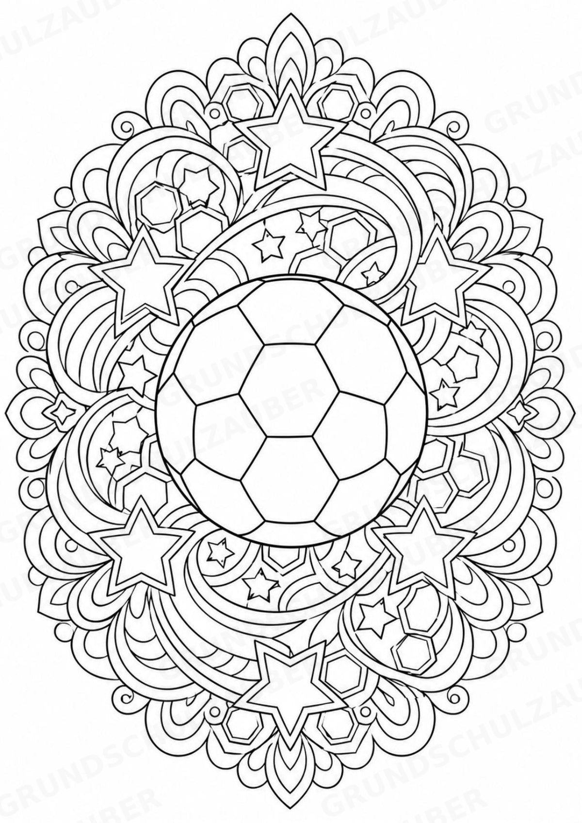 Fußball Mandalas Ausmalbilder – Sport – 15 Malvorlagen – Materialseite 2