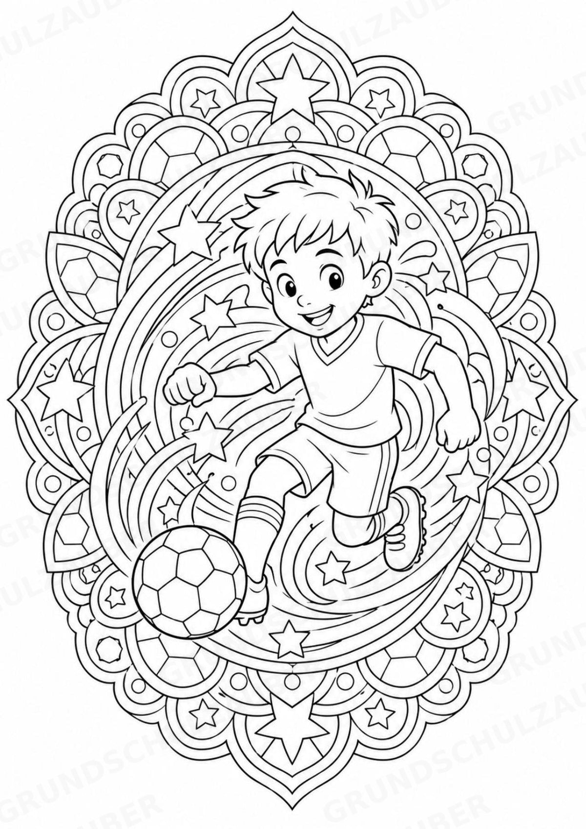 Fußball Mandalas Ausmalbilder – Sport – 15 Malvorlagen – Materialseite 3