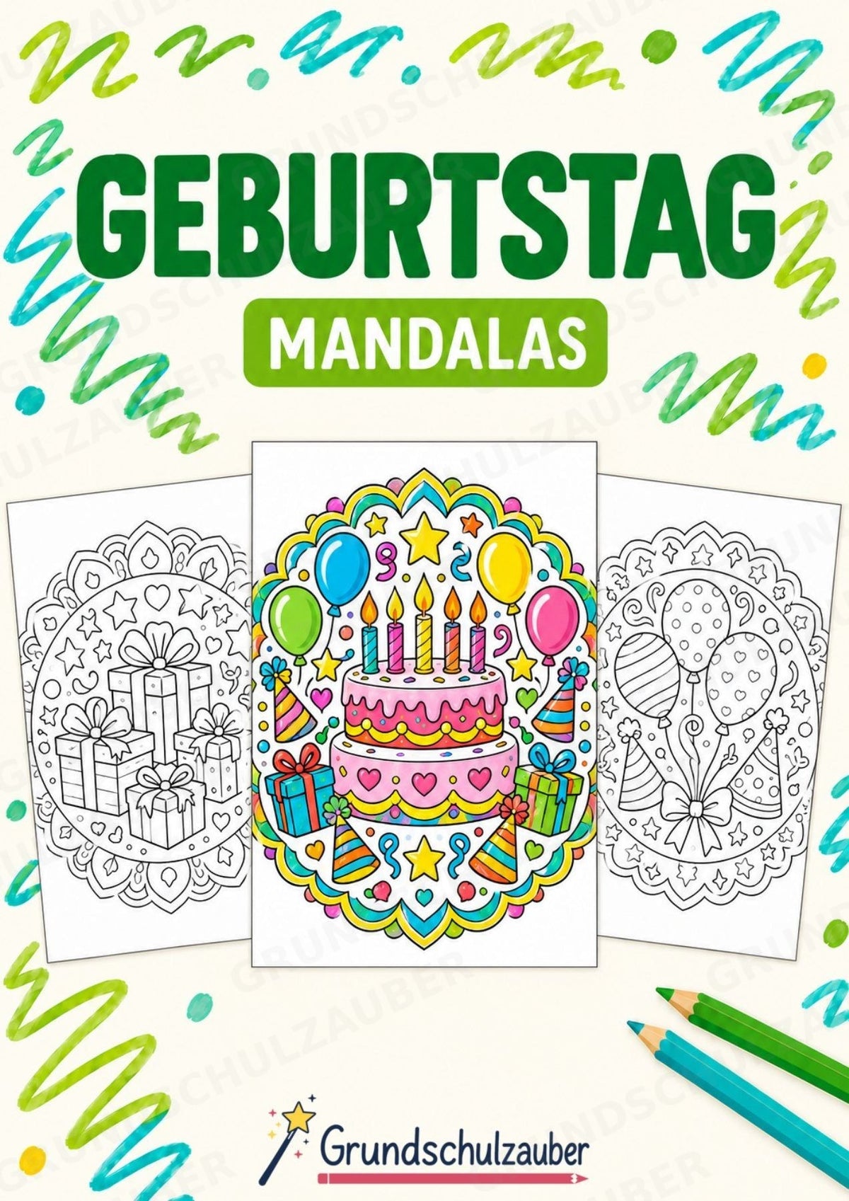 Geburtstag Mandalas Ausmalbilder – Feste und Feiertage – 15 Malvorlagen – Cover