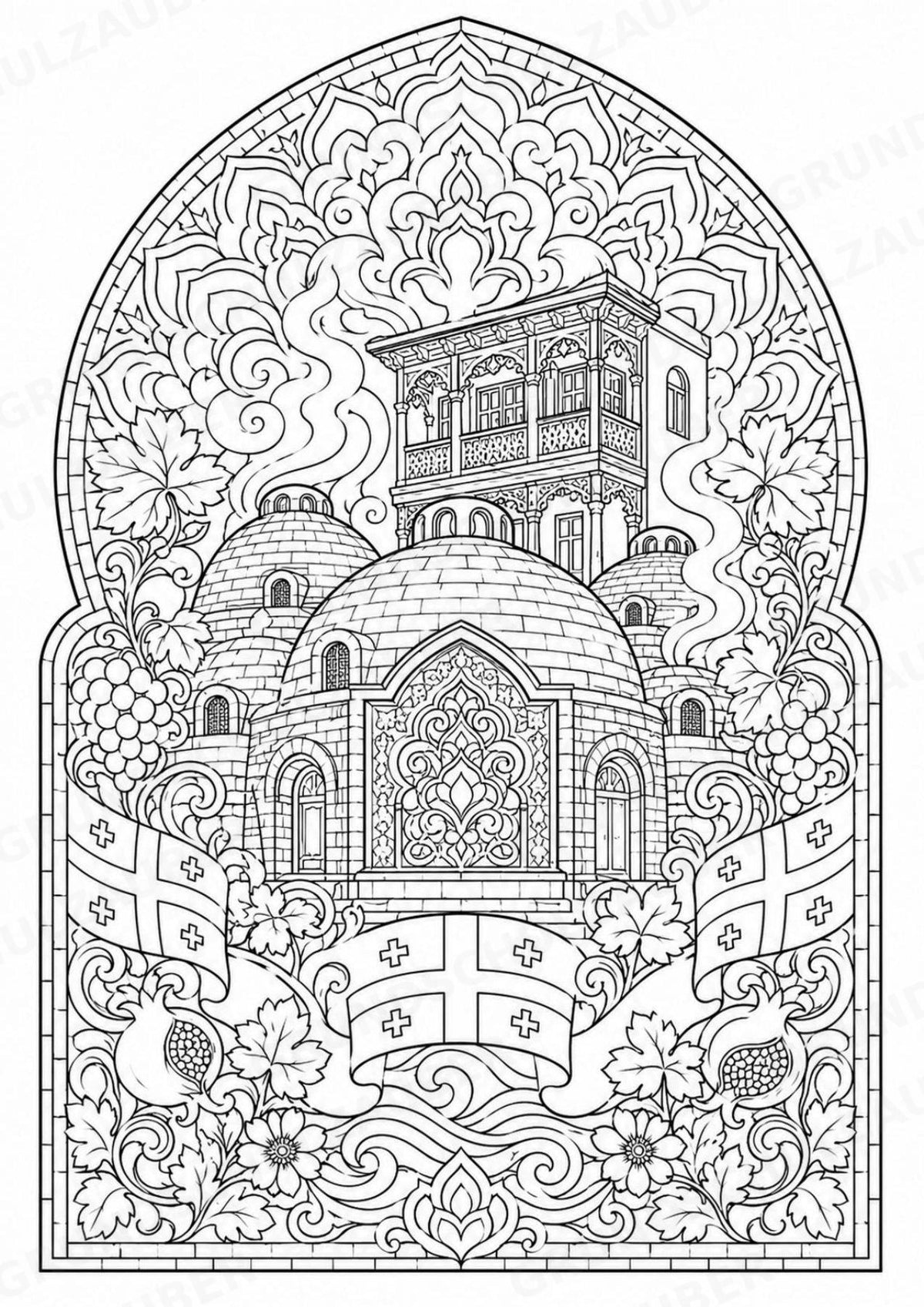 Georgien Mandalas Ausmalbilder – Länder und Kulturen – 15 Malvorlagen – Materialseite 3