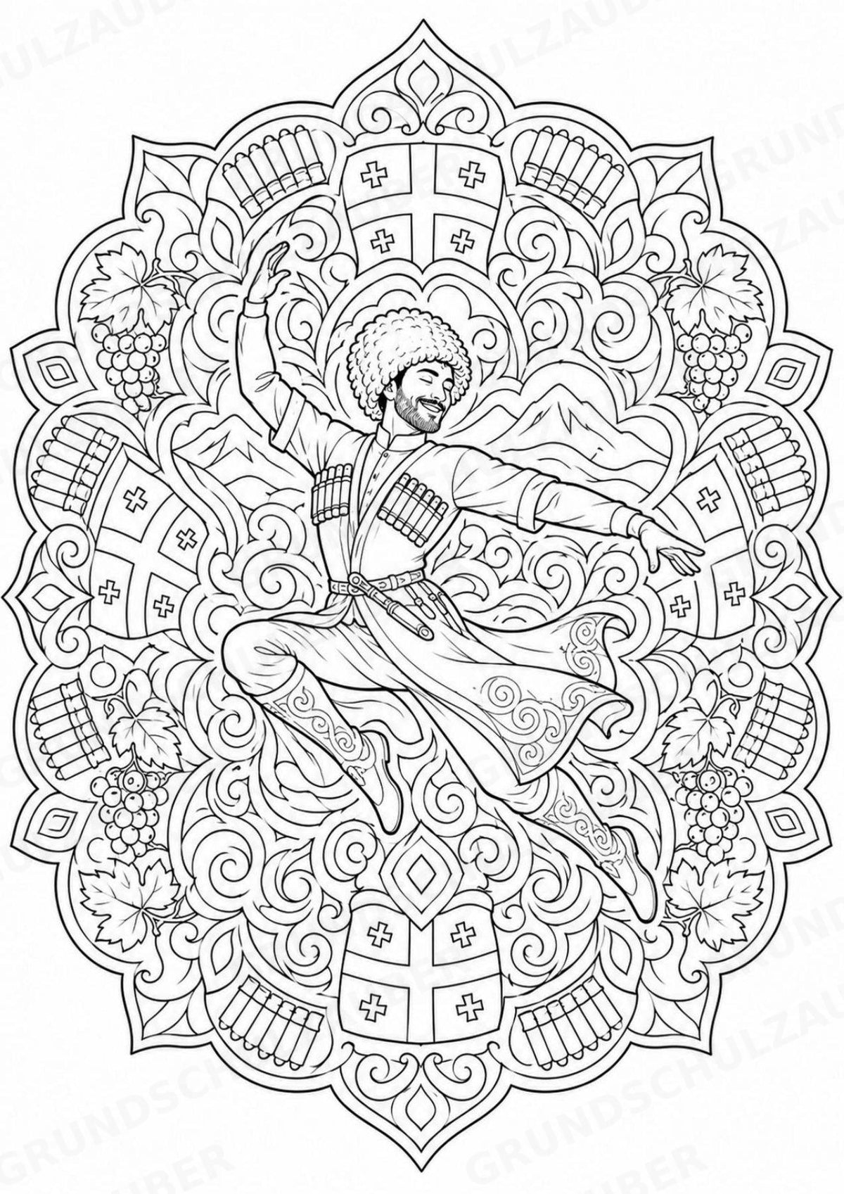 Georgien Mandalas Ausmalbilder – Länder und Kulturen – 15 Malvorlagen – Materialseite 9