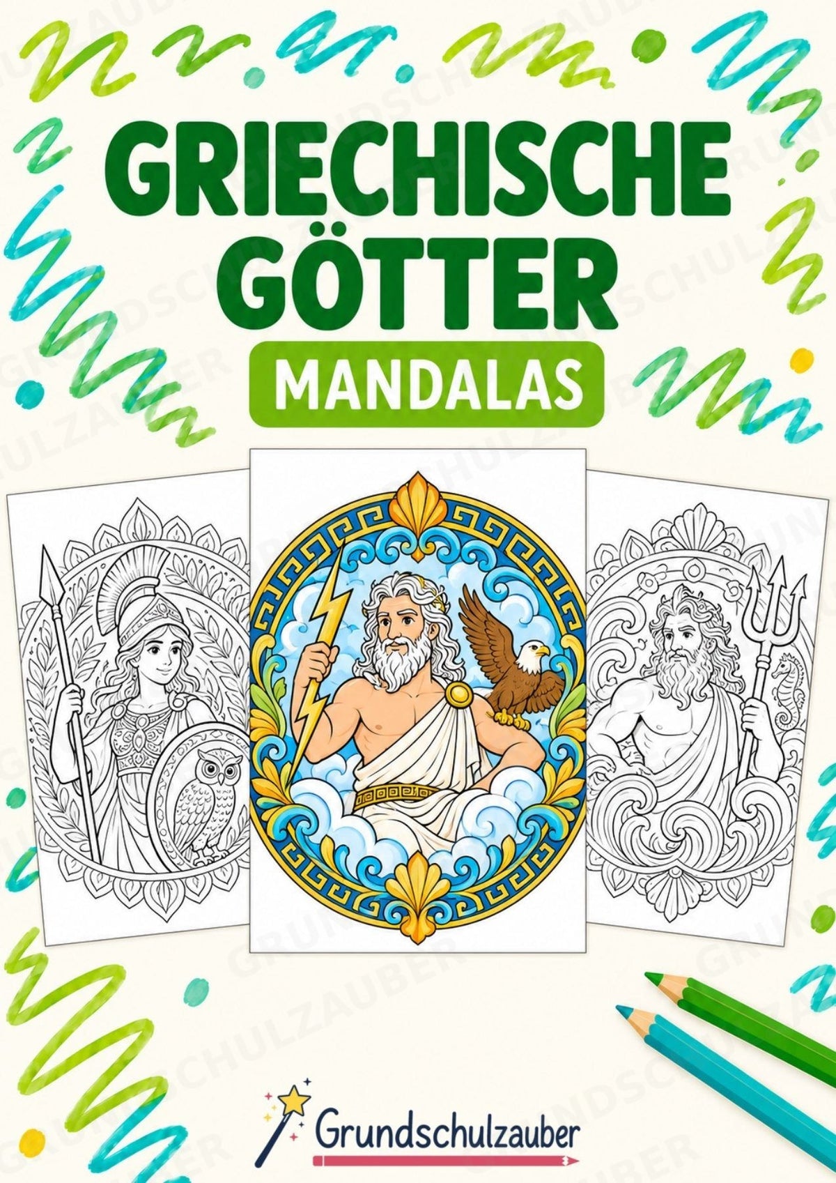 Griechische Götter Mandalas Ausmalbilder – Allgemeine Themen – 15 Malvorlagen – Cover
