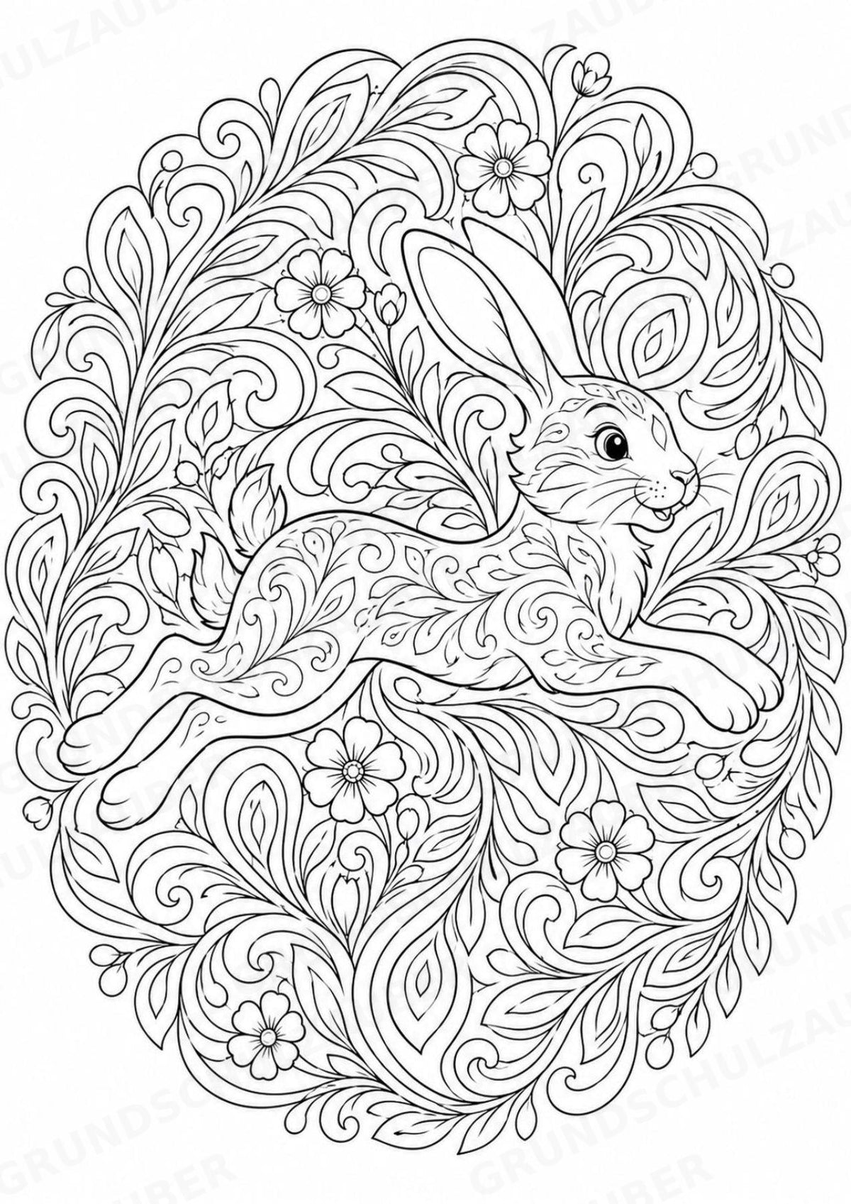 Hase Mandalas Ausmalbilder – Tiere – 15 Malvorlagen – Materialseite 4