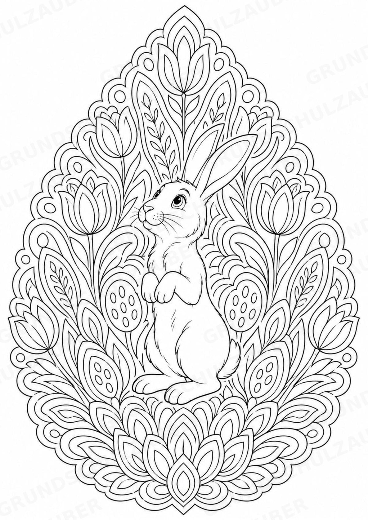 Hase Mandalas Ausmalbilder – Tiere – 15 Malvorlagen – Materialseite 8