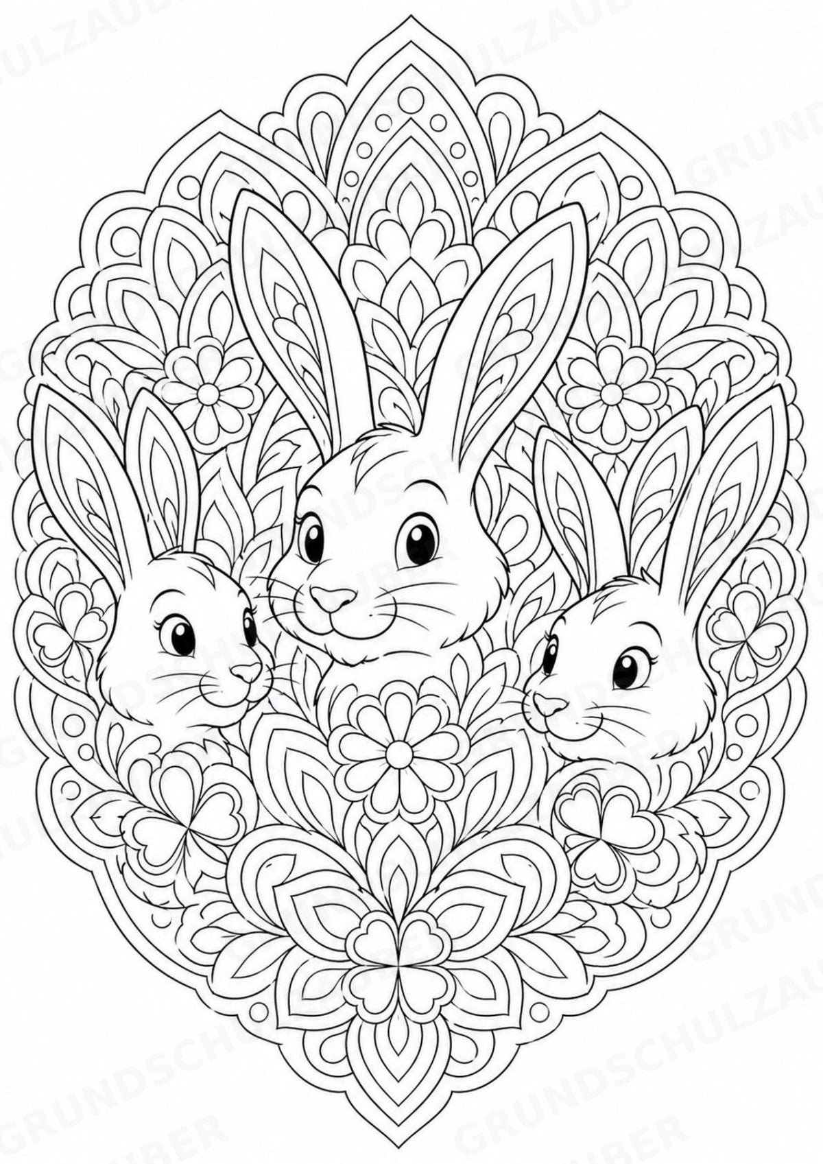 Hase Mandalas Ausmalbilder – Tiere – 15 Malvorlagen – Materialseite 16