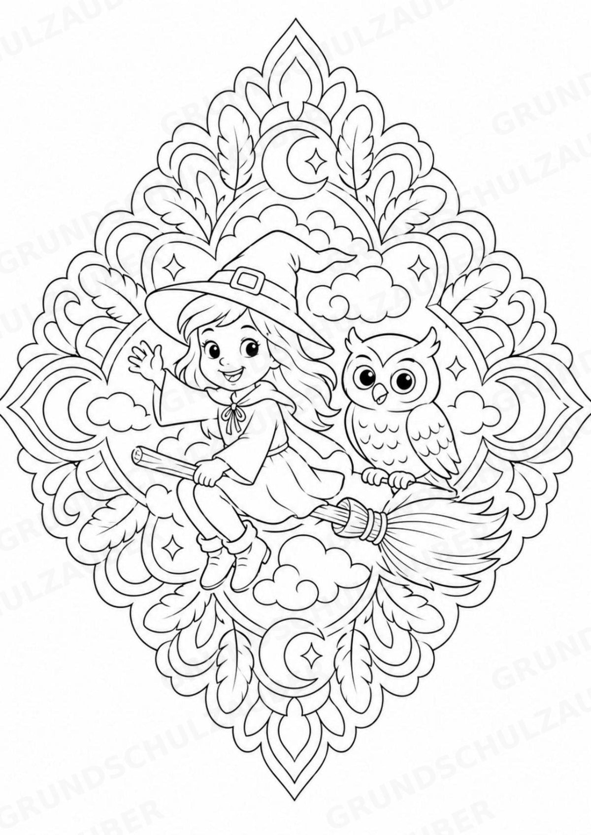 Hexen & Feen Mandalas Ausmalbilder – Märchen – 15 Malvorlagen – Materialseite 10