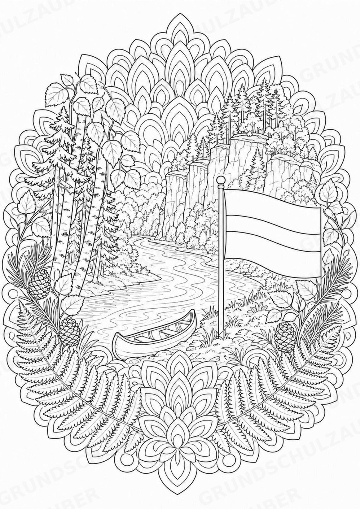 Lettland Mandalas Ausmalbilder – Länder und Kulturen – 15 Malvorlagen – Materialseite 5