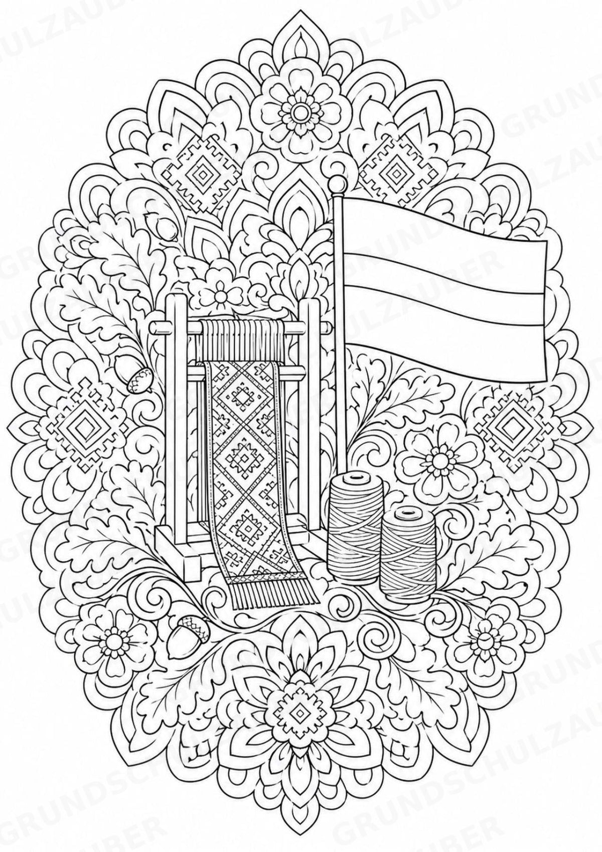 Lettland Mandalas Ausmalbilder – Länder und Kulturen – 15 Malvorlagen – Materialseite 13