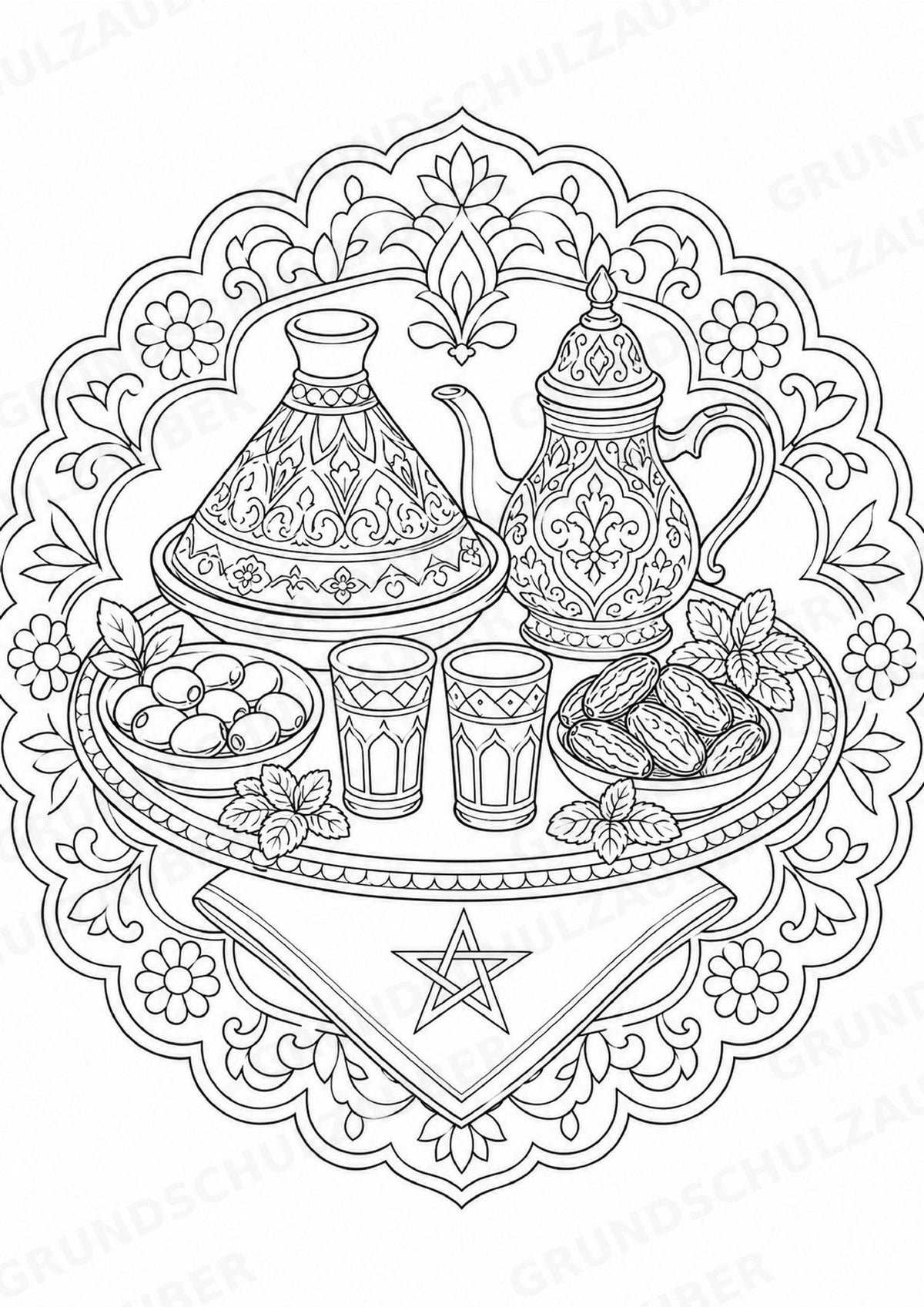 Marokko Mandalas Ausmalbilder – Länder und Kulturen – 15 Malvorlagen – Materialseite 9
