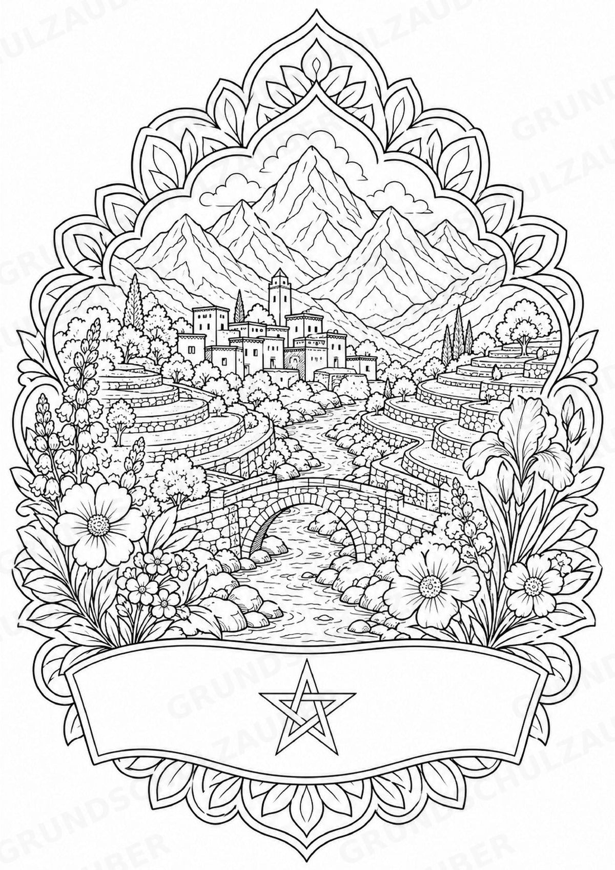 Marokko Mandalas Ausmalbilder – Länder und Kulturen – 15 Malvorlagen – Materialseite 12