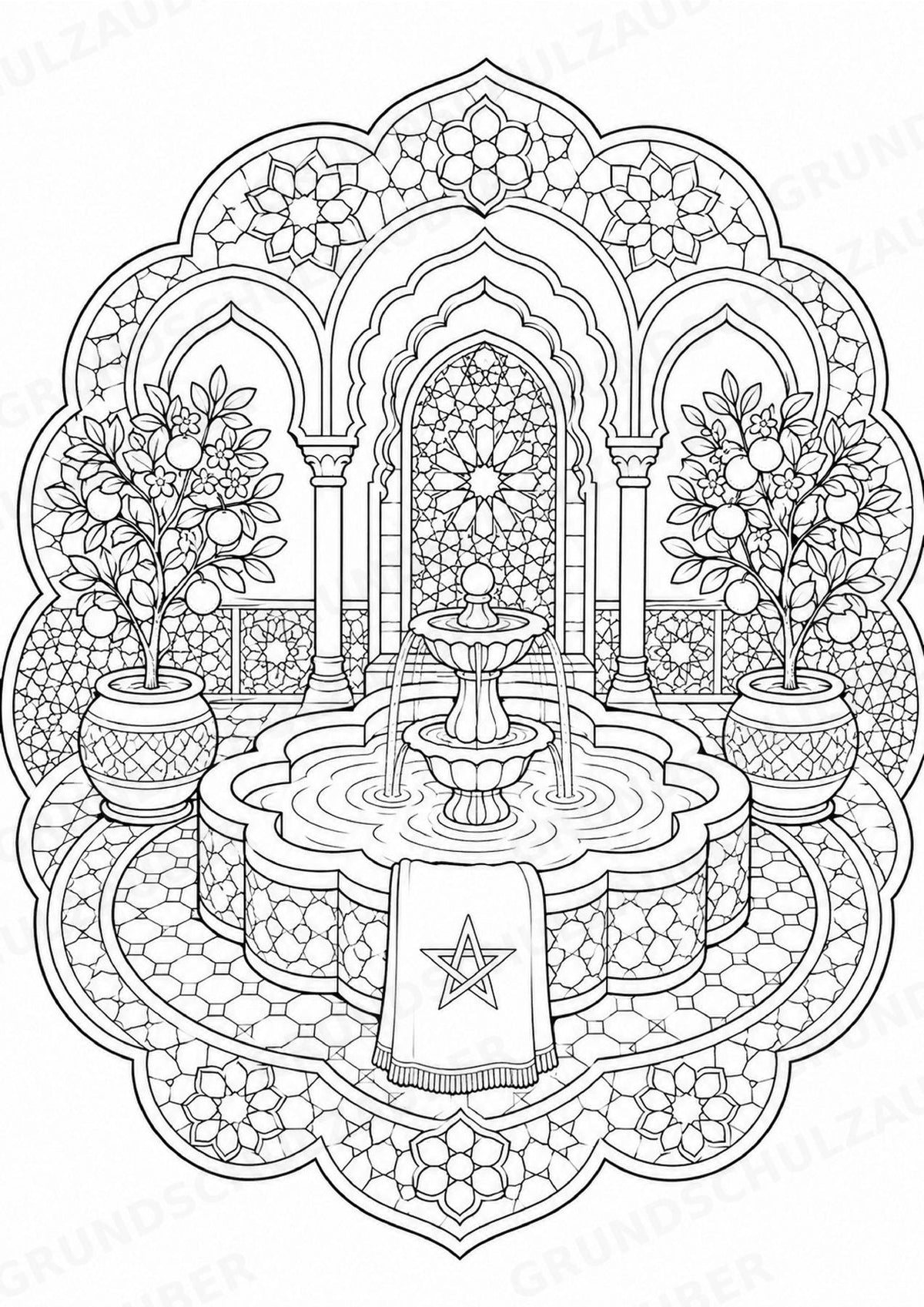 Marokko Mandalas Ausmalbilder – Länder und Kulturen – 15 Malvorlagen – Materialseite 15