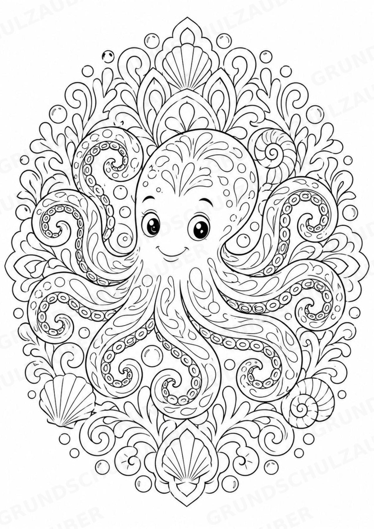 Meerestiere Mandalas Ausmalbilder – Tiere – 15 Malvorlagen – Materialseite 4