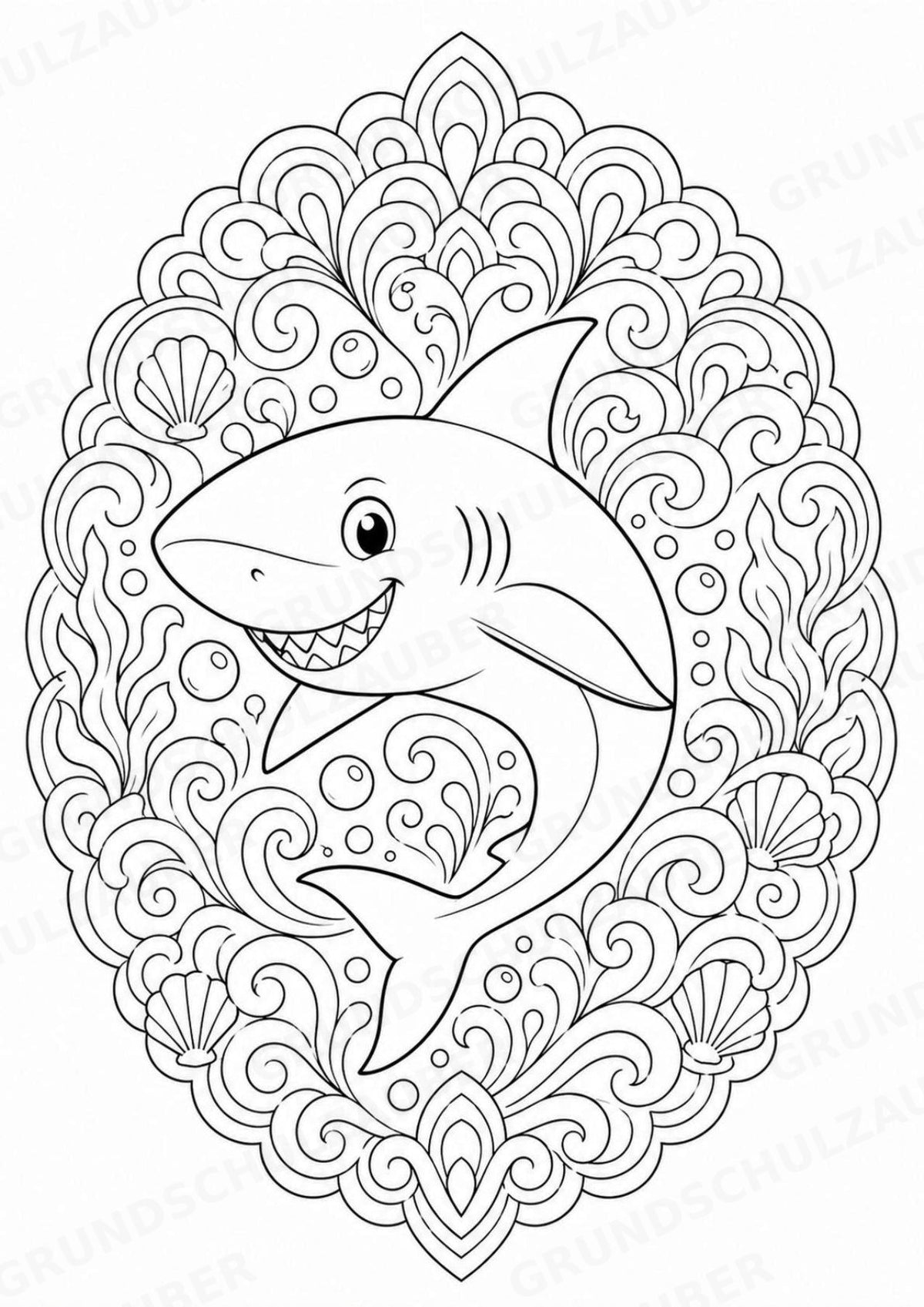 Meerestiere Mandalas Ausmalbilder – Tiere – 15 Malvorlagen – Materialseite 7