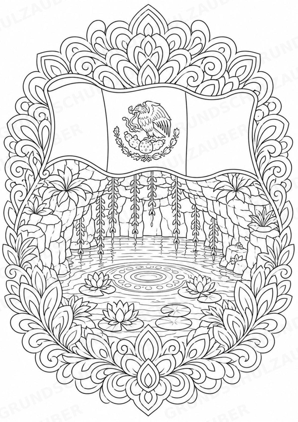 Mexiko Mandalas Ausmalbilder – Länder und Kulturen – 15 Malvorlagen – Materialseite 10