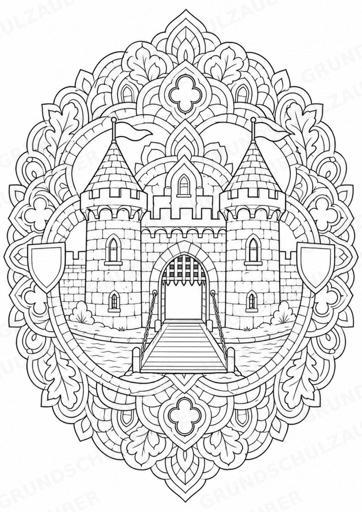 Mittelalter Mandalas Ausmalbilder – Geschichte und Kulturen – 15 Malvorlagen – Materialseite 3