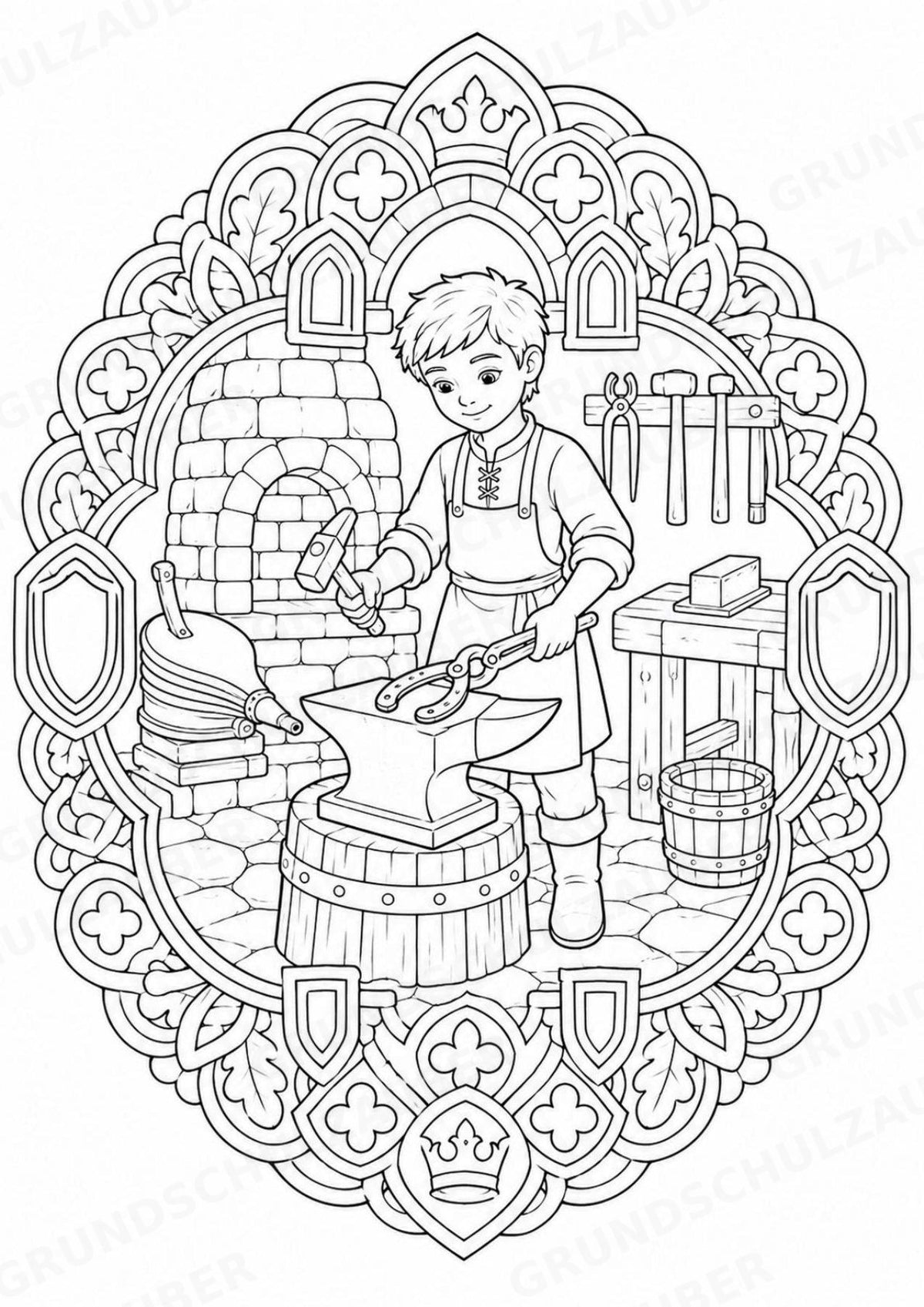 Mittelalter Mandalas Ausmalbilder – Geschichte und Kulturen – 15 Malvorlagen – Materialseite 5