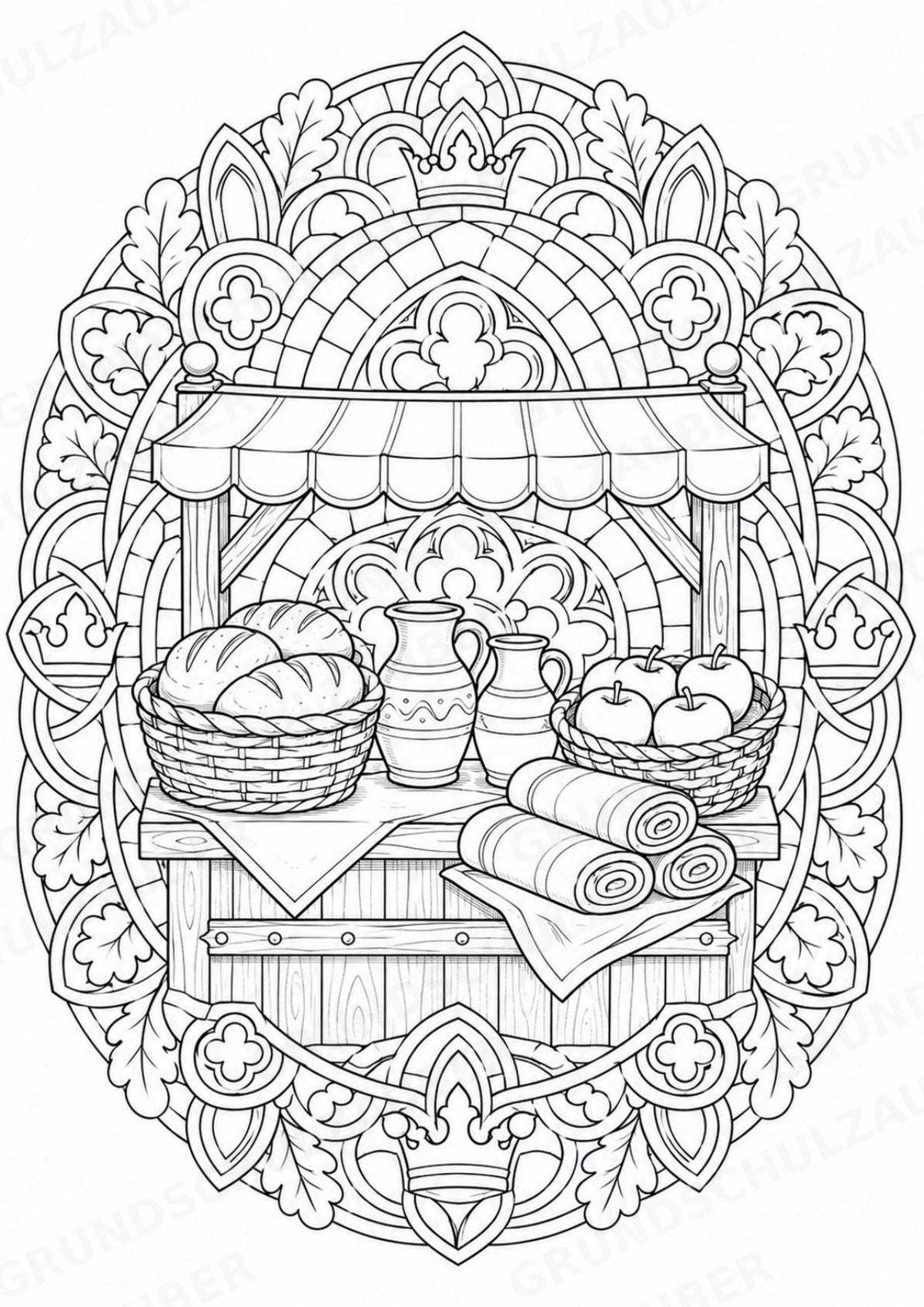 Mittelalter Mandalas Ausmalbilder – Geschichte und Kulturen – 15 Malvorlagen – Materialseite 9