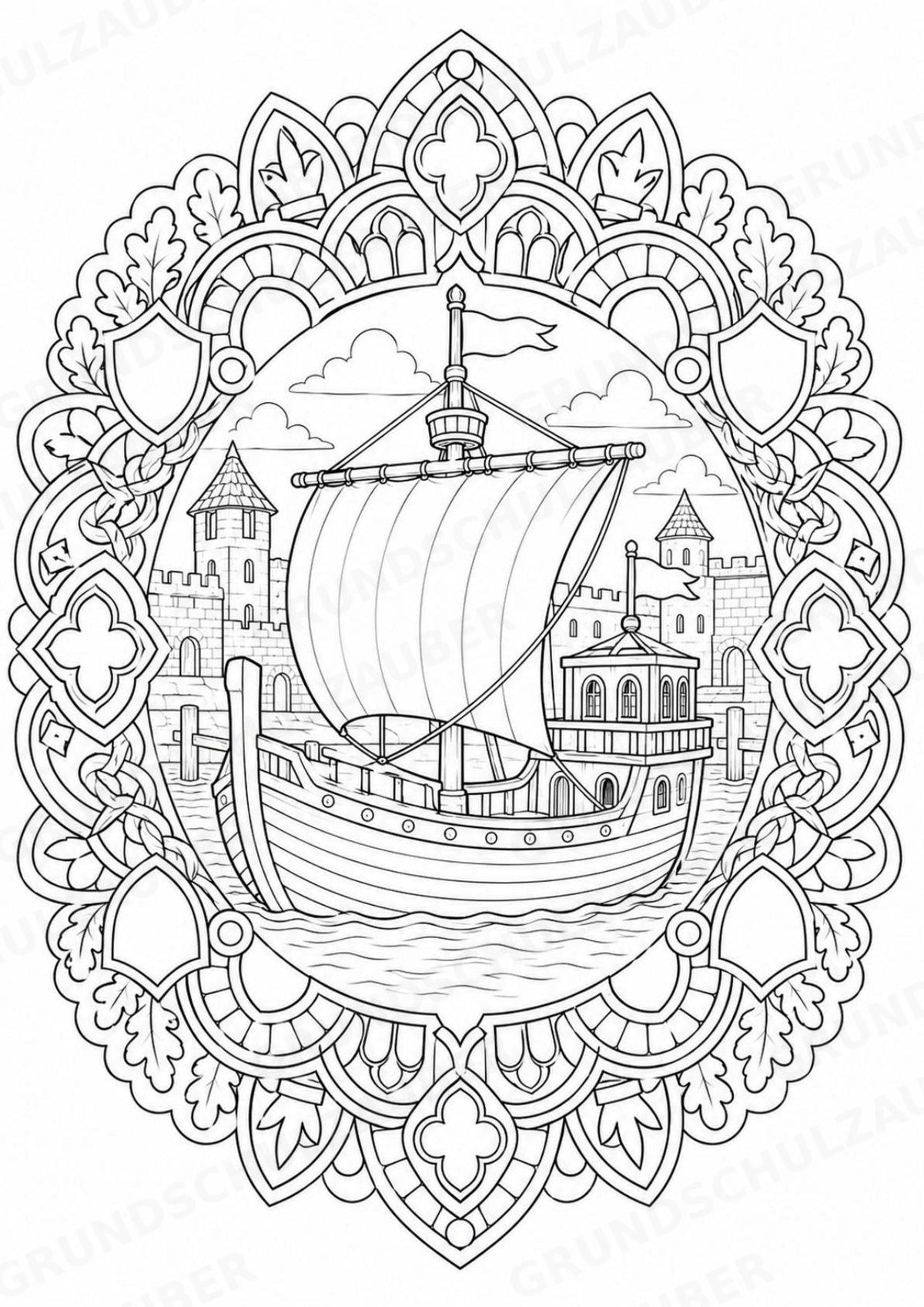 Mittelalter Mandalas Ausmalbilder – Geschichte und Kulturen – 15 Malvorlagen – Materialseite 11