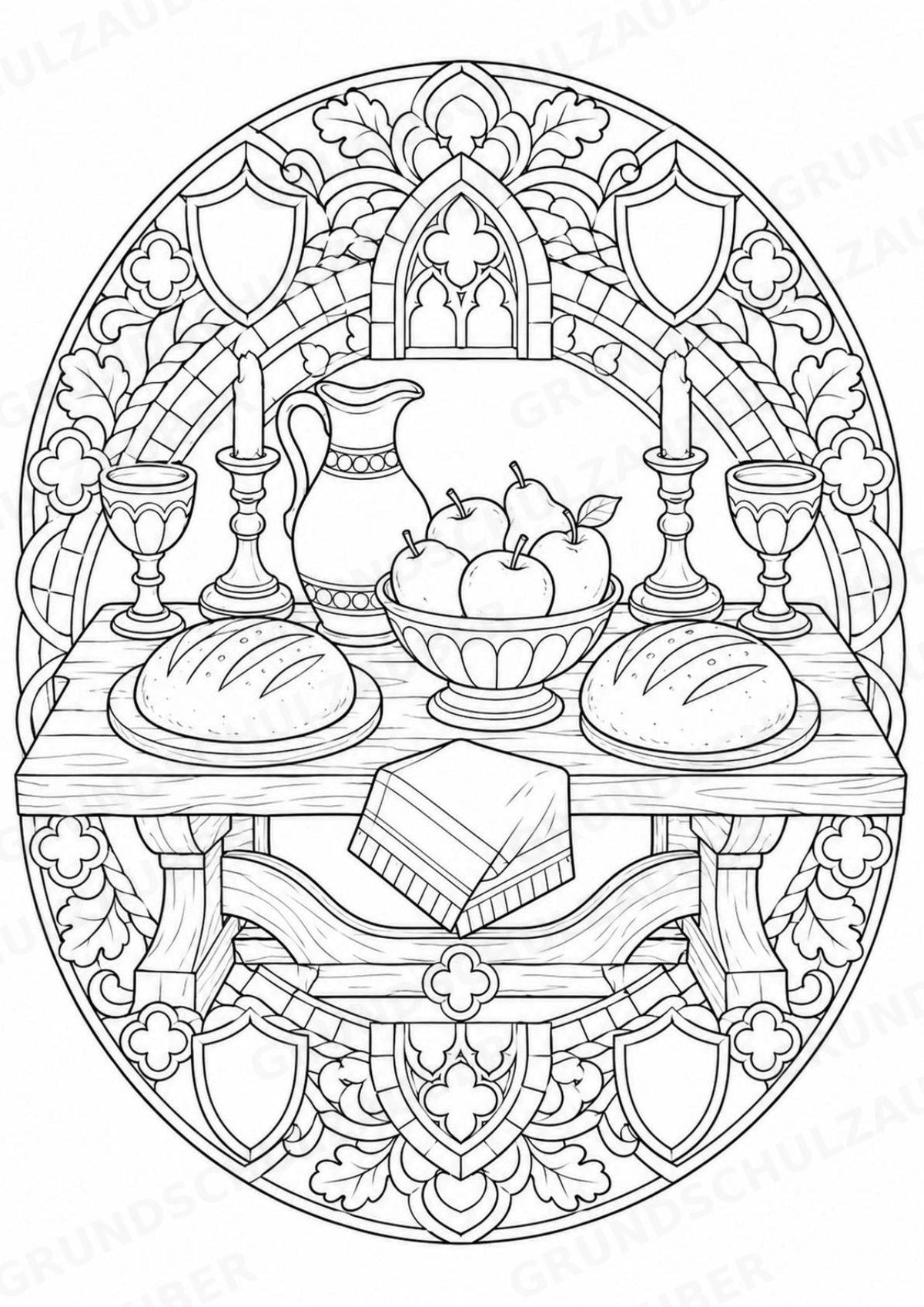 Mittelalter Mandalas Ausmalbilder – Geschichte und Kulturen – 15 Malvorlagen – Materialseite 12