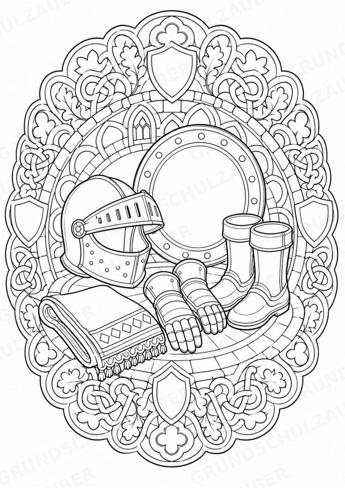 Mittelalter Mandalas Ausmalbilder – Geschichte und Kulturen – 15 Malvorlagen – Materialseite 14