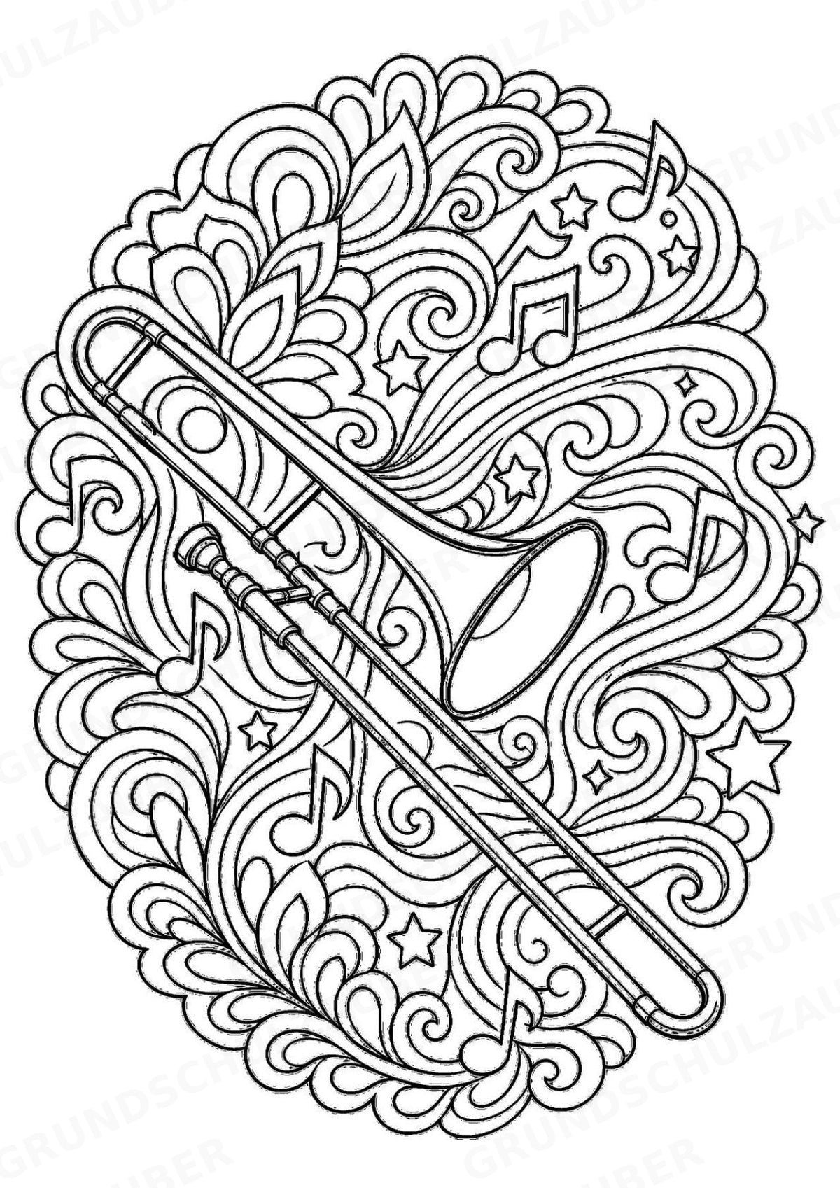 Musikinstrumente Mandalas Ausmalbilder – Musikinstrumente – 15 Malvorlagen – Materialseite 8