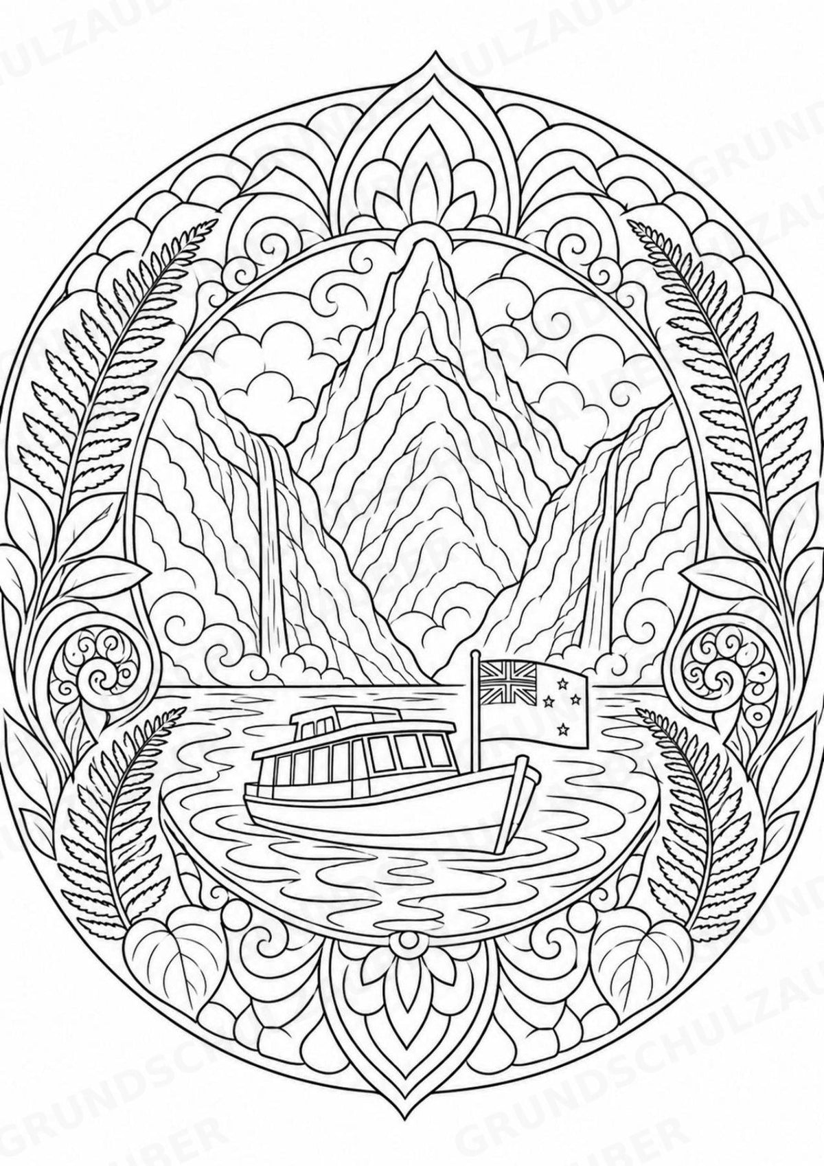 Neuseeland Mandalas Ausmalbilder – Länder und Kulturen – 15 Malvorlagen – Materialseite 5