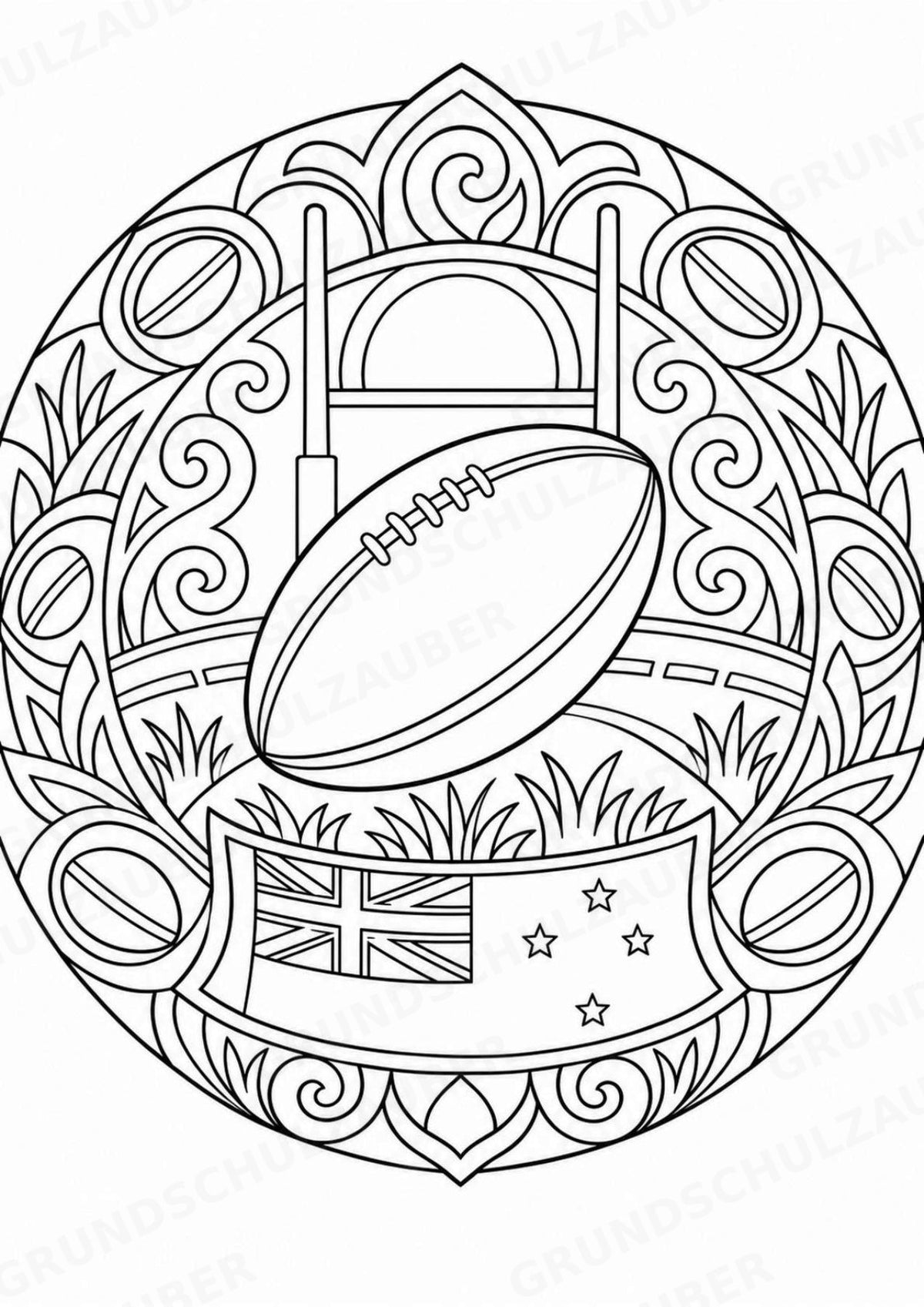 Neuseeland Mandalas Ausmalbilder – Länder und Kulturen – 15 Malvorlagen – Materialseite 12