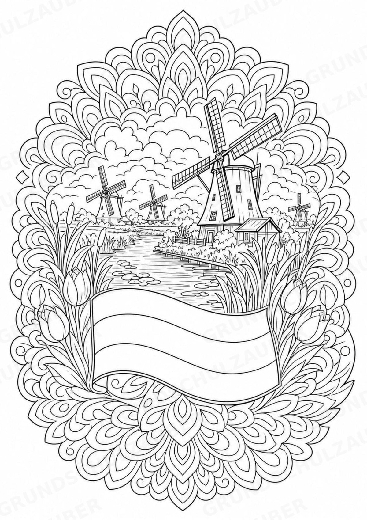 Niederlande Mandalas Ausmalbilder – Länder und Kulturen – 15 Malvorlagen – Materialseite 13