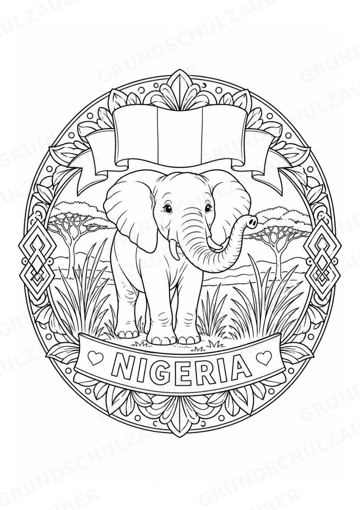 Nigeria Mandalas Ausmalbilder – Länder und Kulturen – 15 Malvorlagen – Materialseite 2