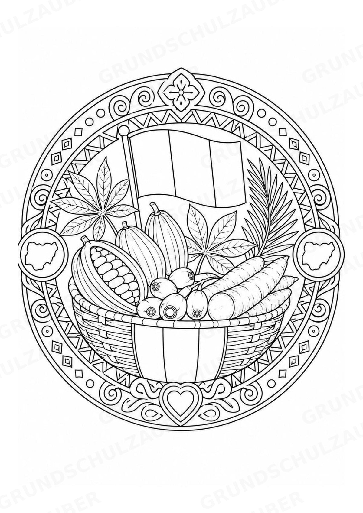 Nigeria Mandalas Ausmalbilder – Länder und Kulturen – 15 Malvorlagen – Materialseite 13
