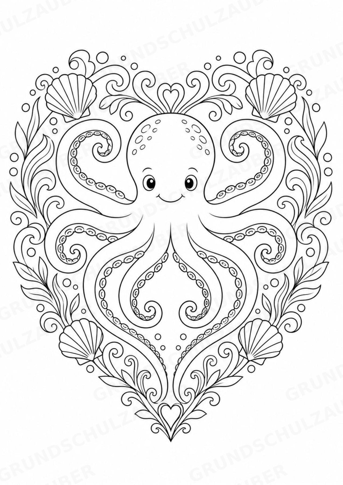 Oktopus Mandalas Ausmalbilder – Tiere – 15 Malvorlagen – Materialseite 9