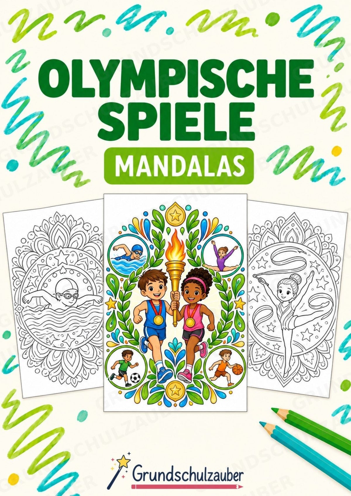 Olympische Spiele Mandalas Ausmalbilder – Sport – 15 Malvorlagen – Cover