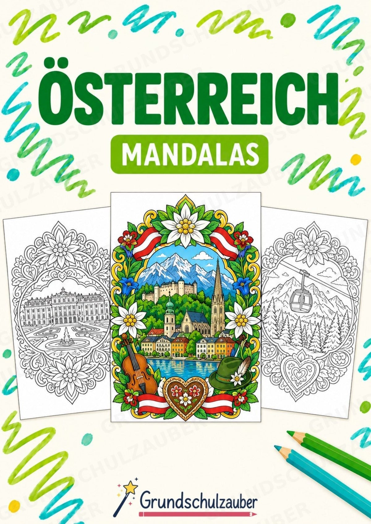 Österreich Mandalas Ausmalbilder – Länder und Kulturen – 15 Malvorlagen – Cover