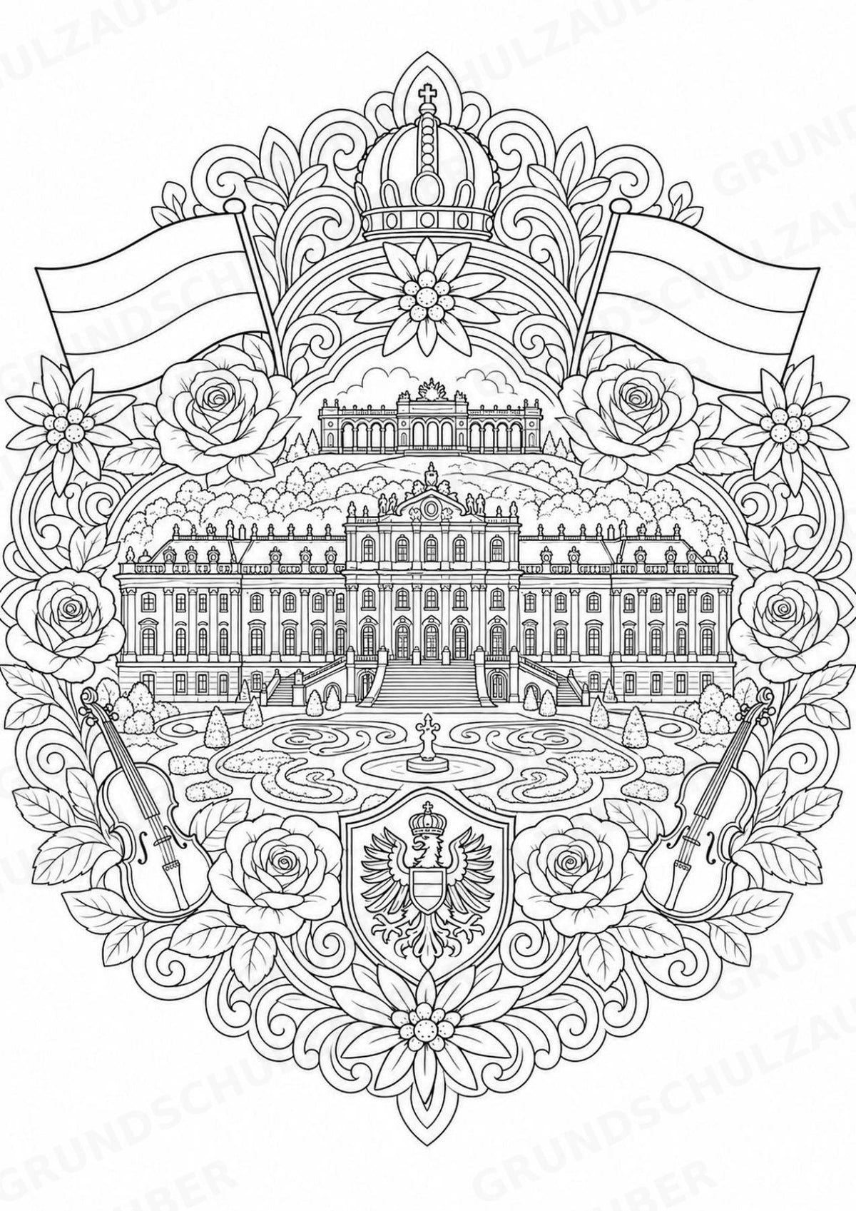 Österreich Mandalas Ausmalbilder – Länder und Kulturen – 15 Malvorlagen – Materialseite 3