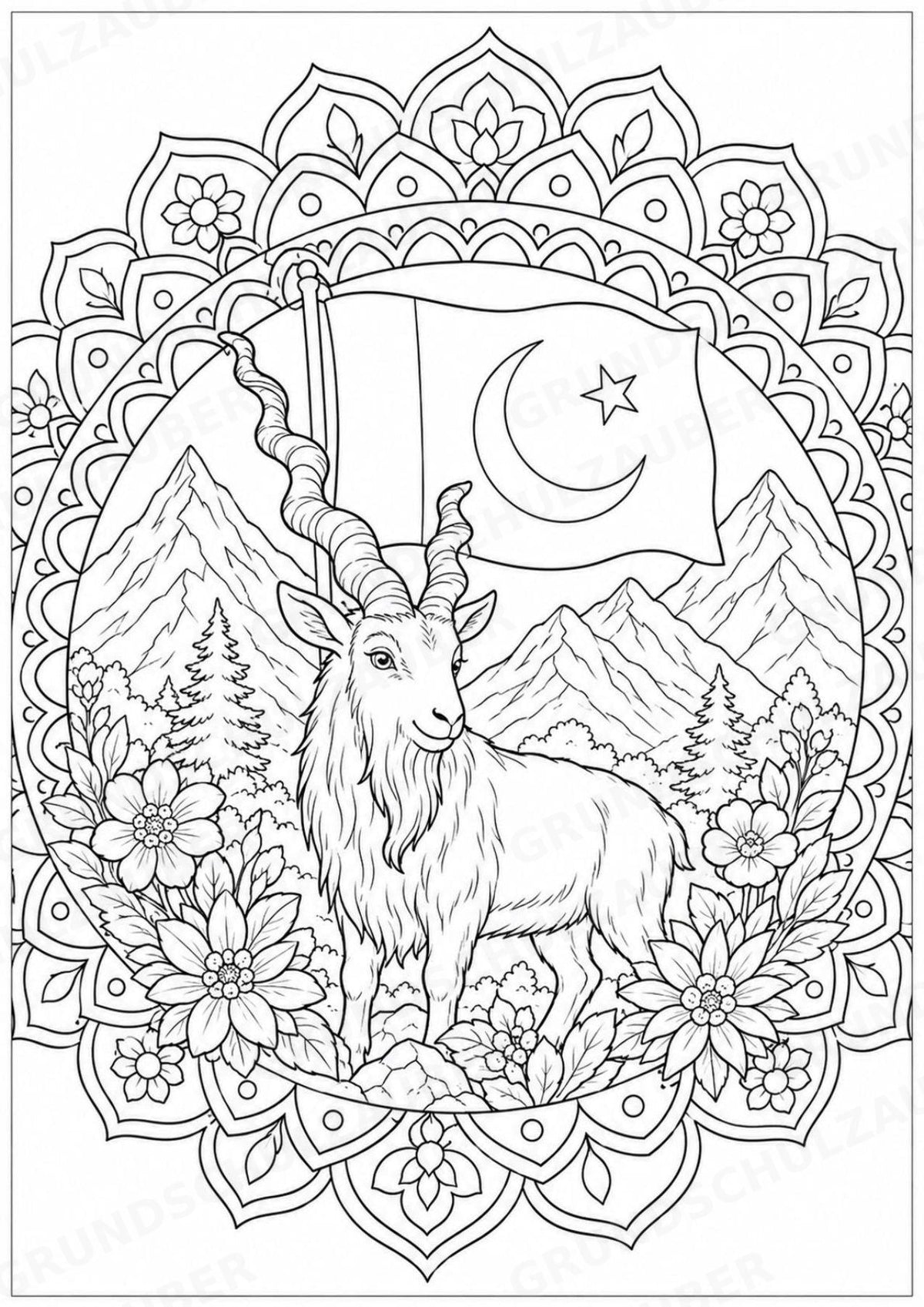 Pakistan Mandalas Ausmalbilder – Länder und Kulturen – 15 Malvorlagen – Materialseite 6