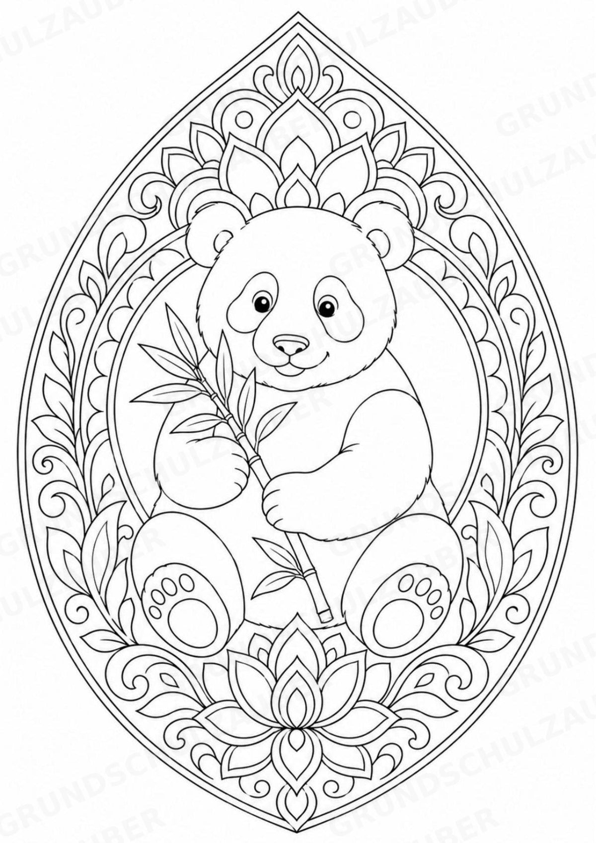 Panda Mandalas Ausmalbilder – Tiere – 15 Malvorlagen – Materialseite 2