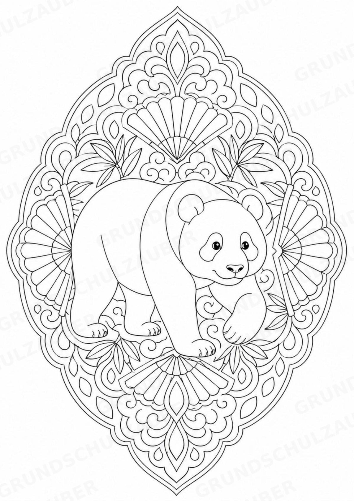 Panda Mandalas Ausmalbilder – Tiere – 15 Malvorlagen – Materialseite 3