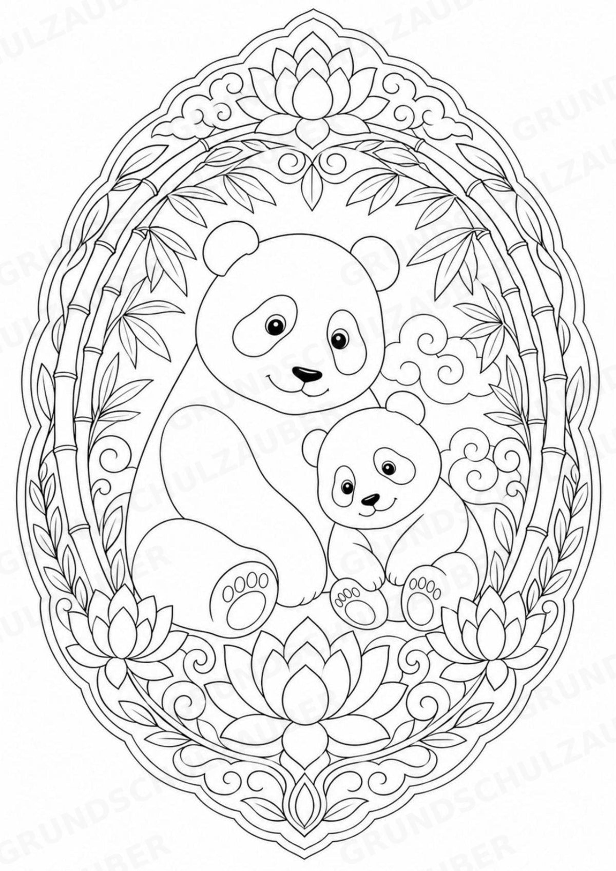 Panda Mandalas Ausmalbilder – Tiere – 15 Malvorlagen – Materialseite 11