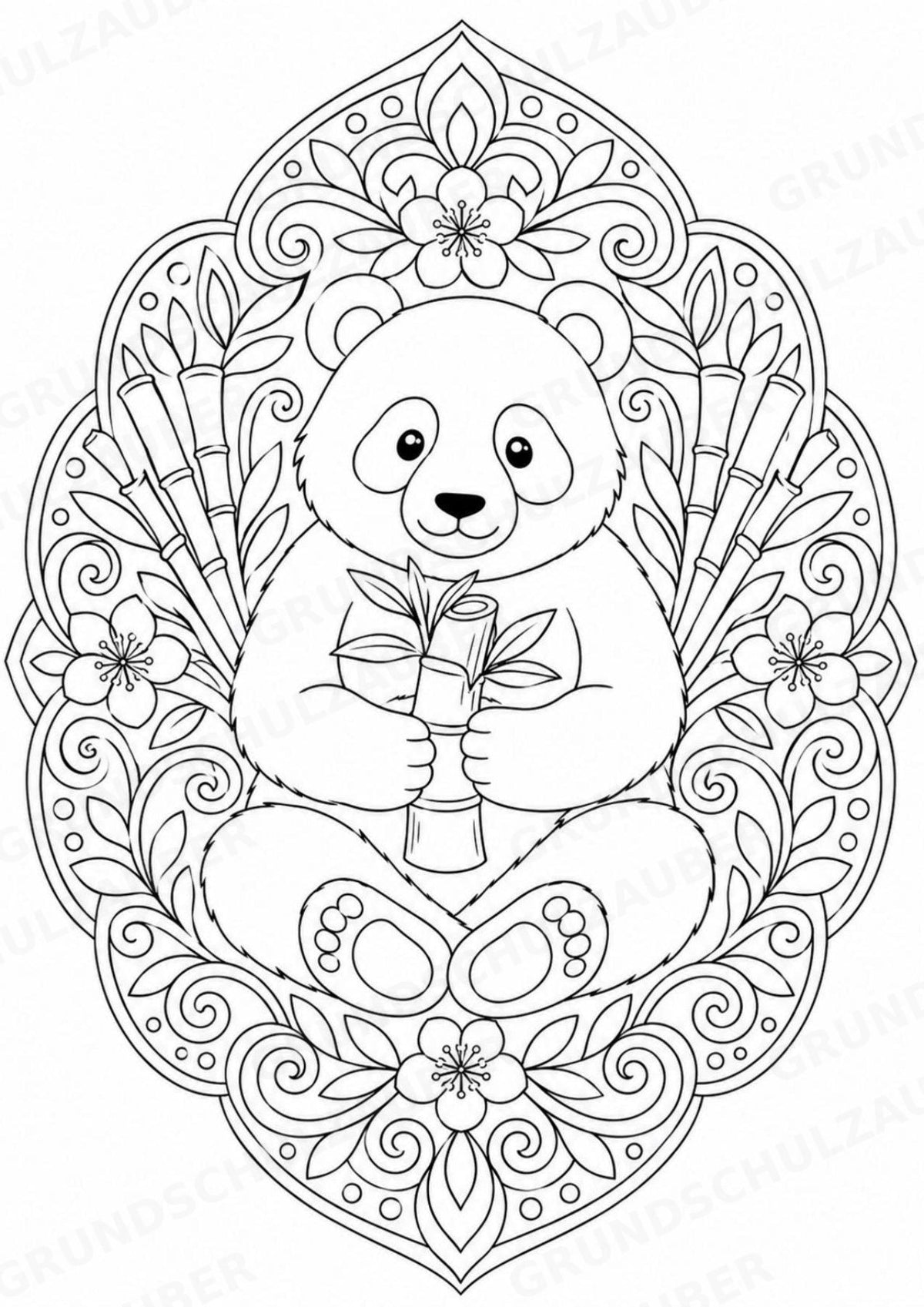Panda Mandalas Ausmalbilder – Tiere – 15 Malvorlagen – Materialseite 13
