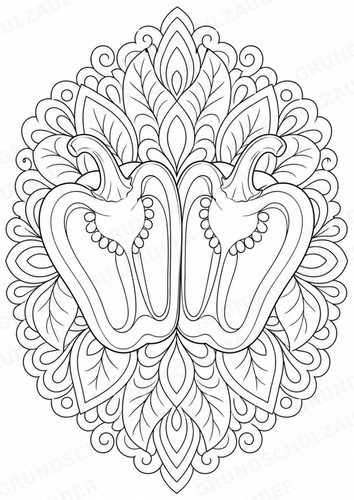 Paprika Mandalas Ausmalbilder – Gemüse – 15 Malvorlagen – Materialseite 6