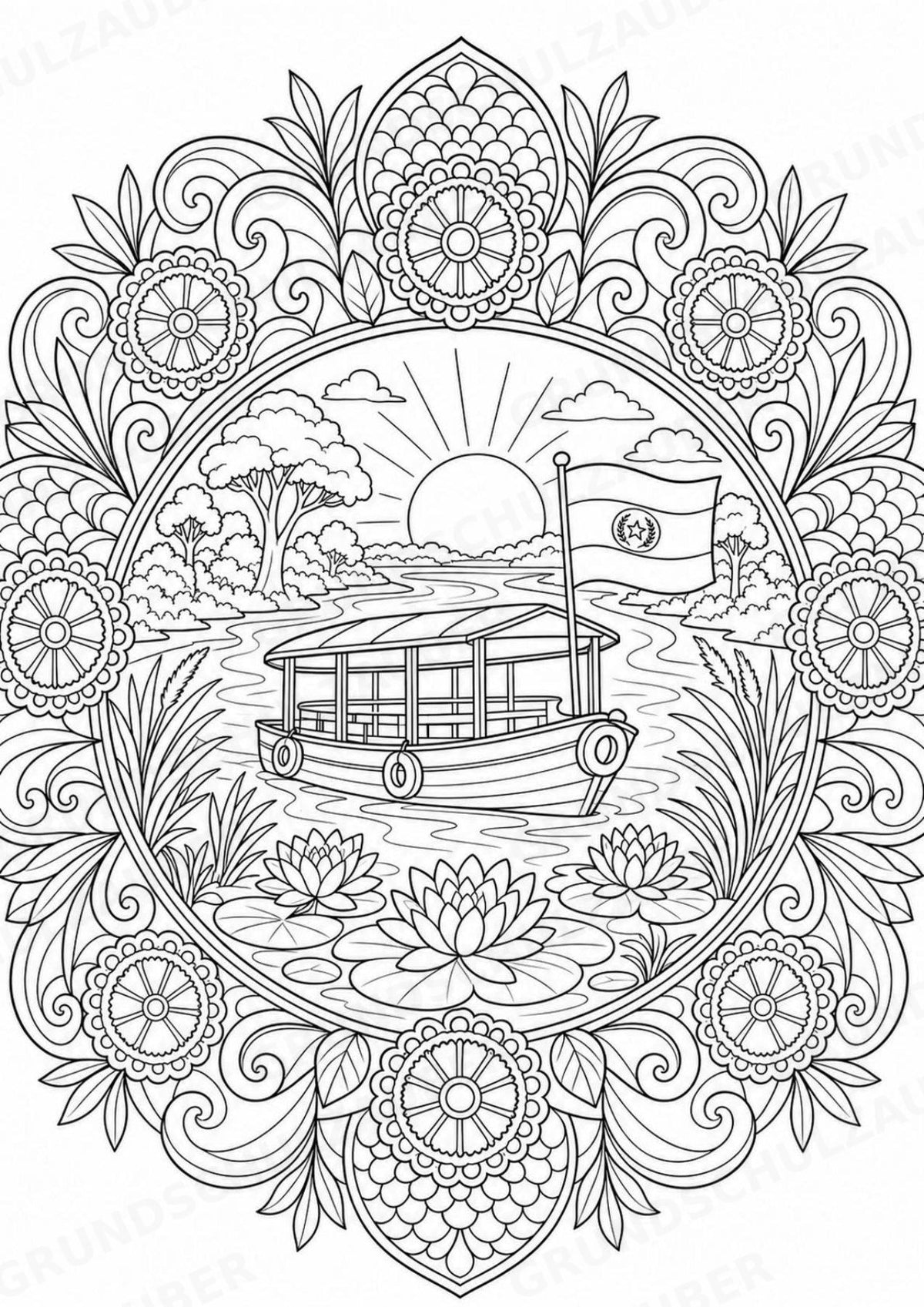 Paraguay Mandalas Ausmalbilder – Länder und Kulturen – 15 Malvorlagen – Materialseite 5