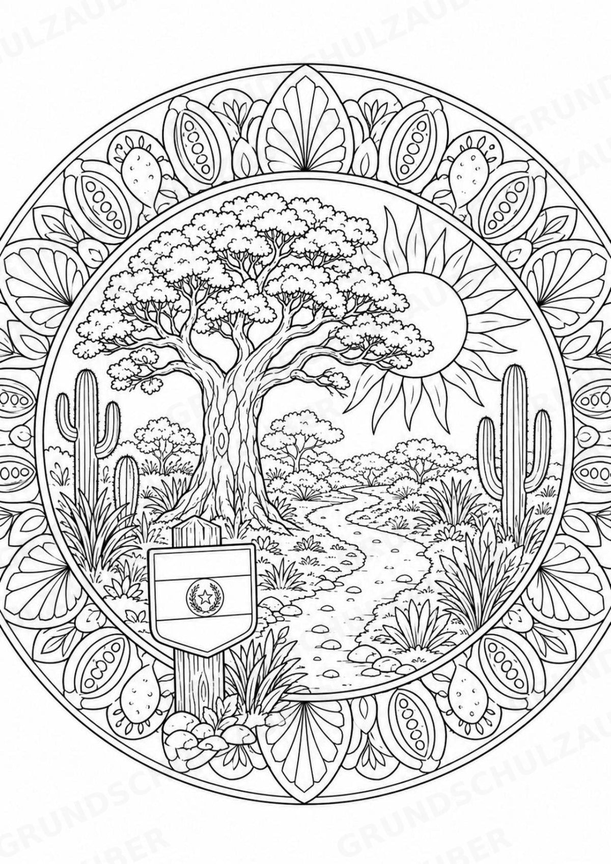 Paraguay Mandalas Ausmalbilder – Länder und Kulturen – 15 Malvorlagen – Materialseite 6