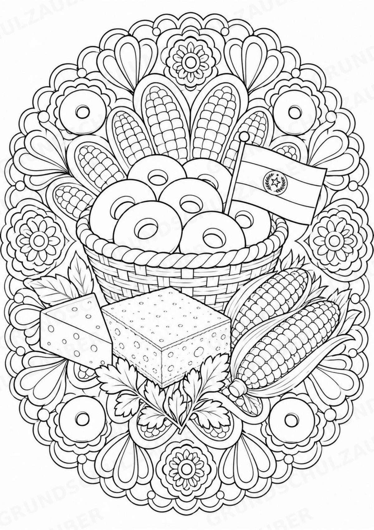 Paraguay Mandalas Ausmalbilder – Länder und Kulturen – 15 Malvorlagen – Materialseite 14